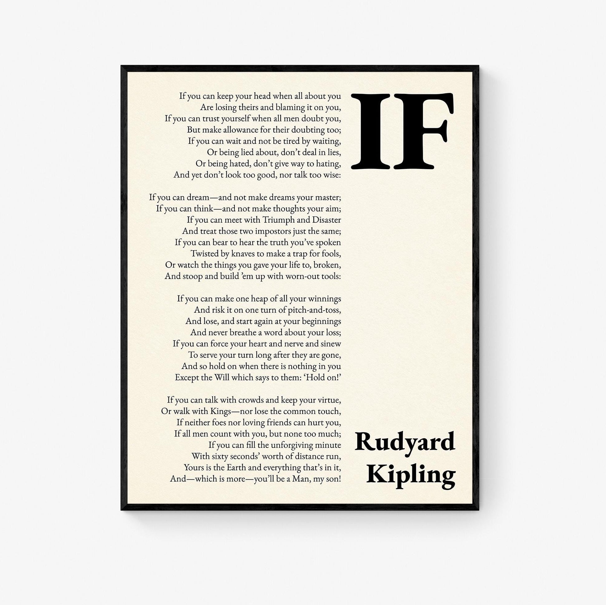If by Rudyard Kipling Poem Quote Wall Art Print | Poetry | Landscape | Children's Room | Nursery | Vintage Home Decor | Literary Gift