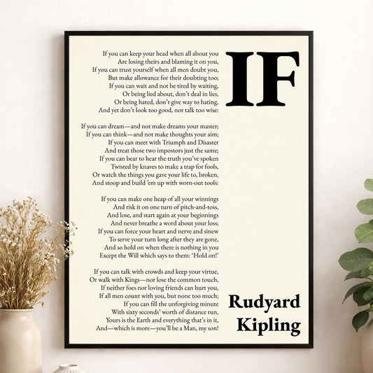If by Rudyard Kipling Poem Quote Wall Art Print | Poetry | Landscape | Children's Room | Nursery | Vintage Home Decor | Literary Gift