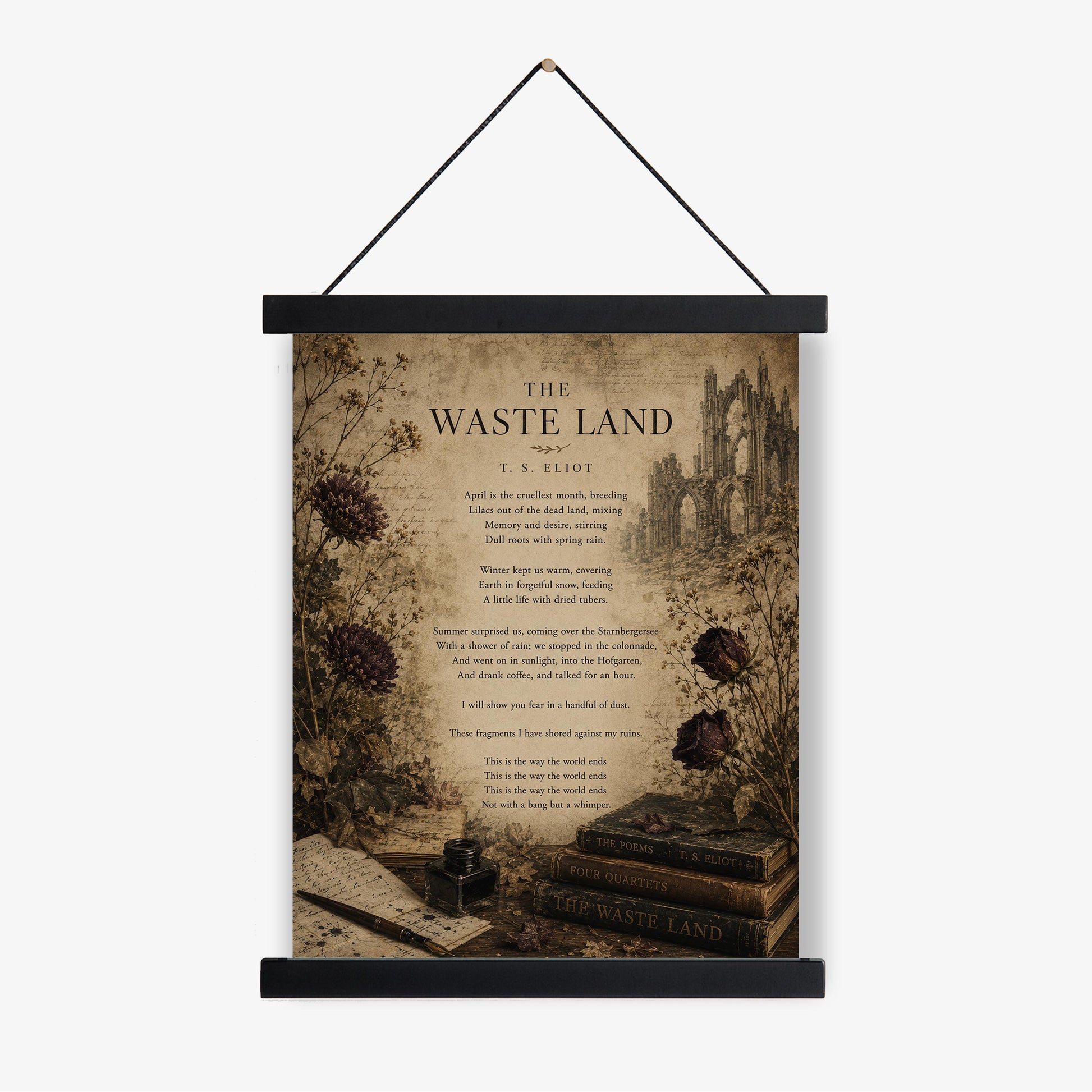 Waste Land Wall Art Print | TS Eliot Poetry Quote | This Is the Way The World Ends | Living Room | Vintage Home Decor | Literary Poster