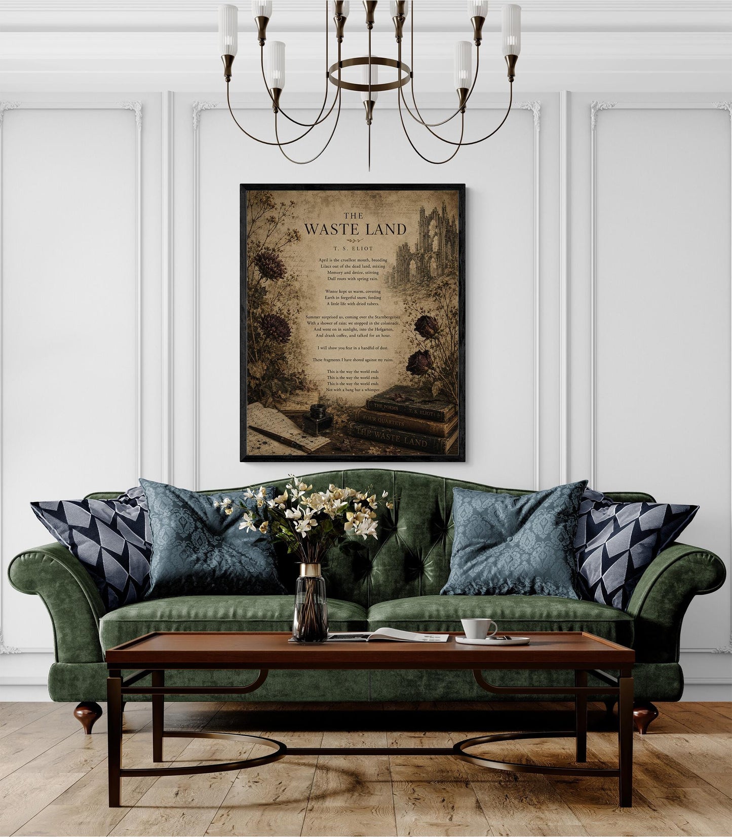 Waste Land Wall Art Print | TS Eliot Poetry Quote | This Is the Way The World Ends | Living Room | Vintage Home Decor | Literary Poster