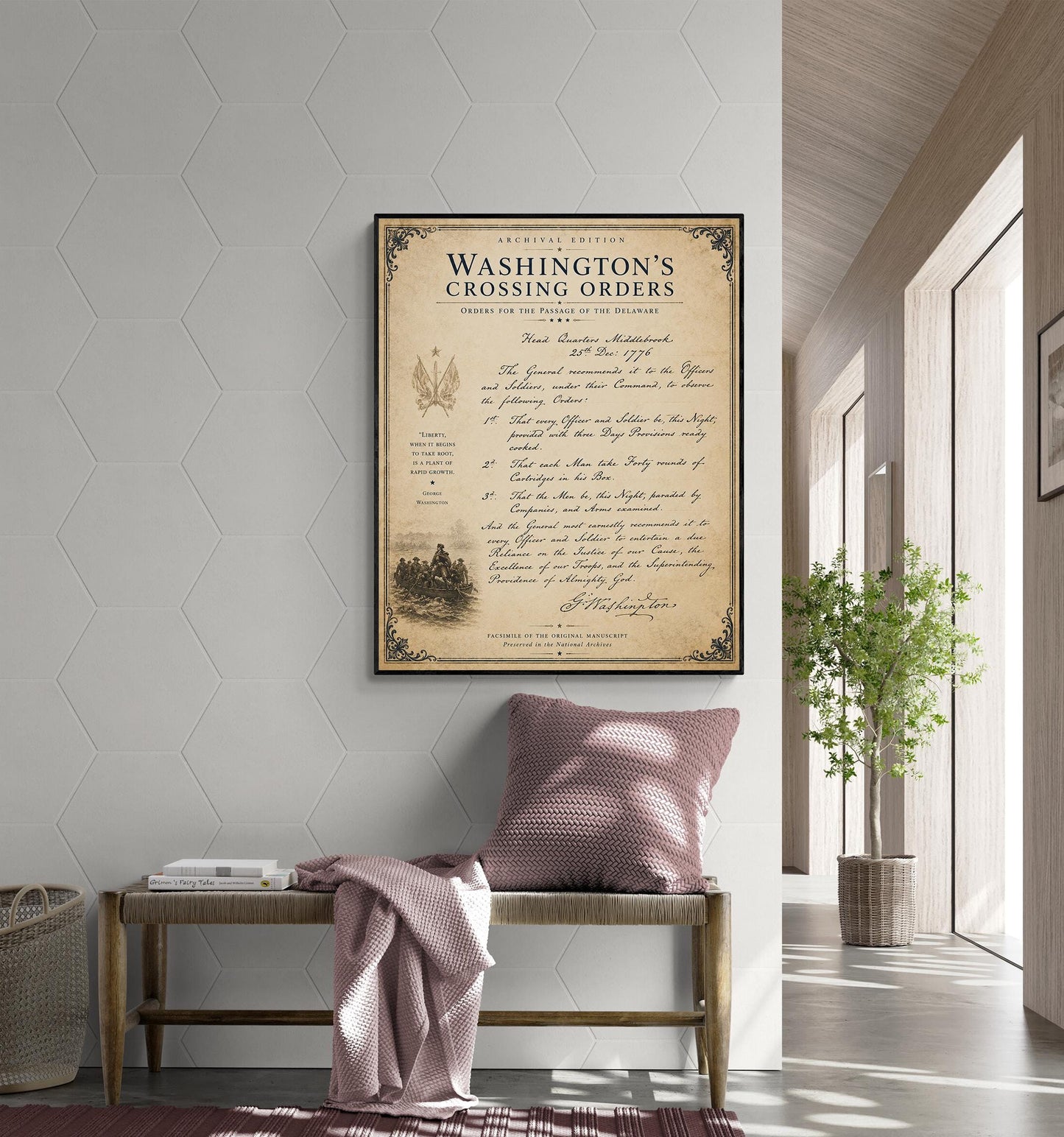 Washington's Crossing Orders Wall Art Print | Delaware River | American Revolution | Manuscript | Historical Patriotic Home Decor