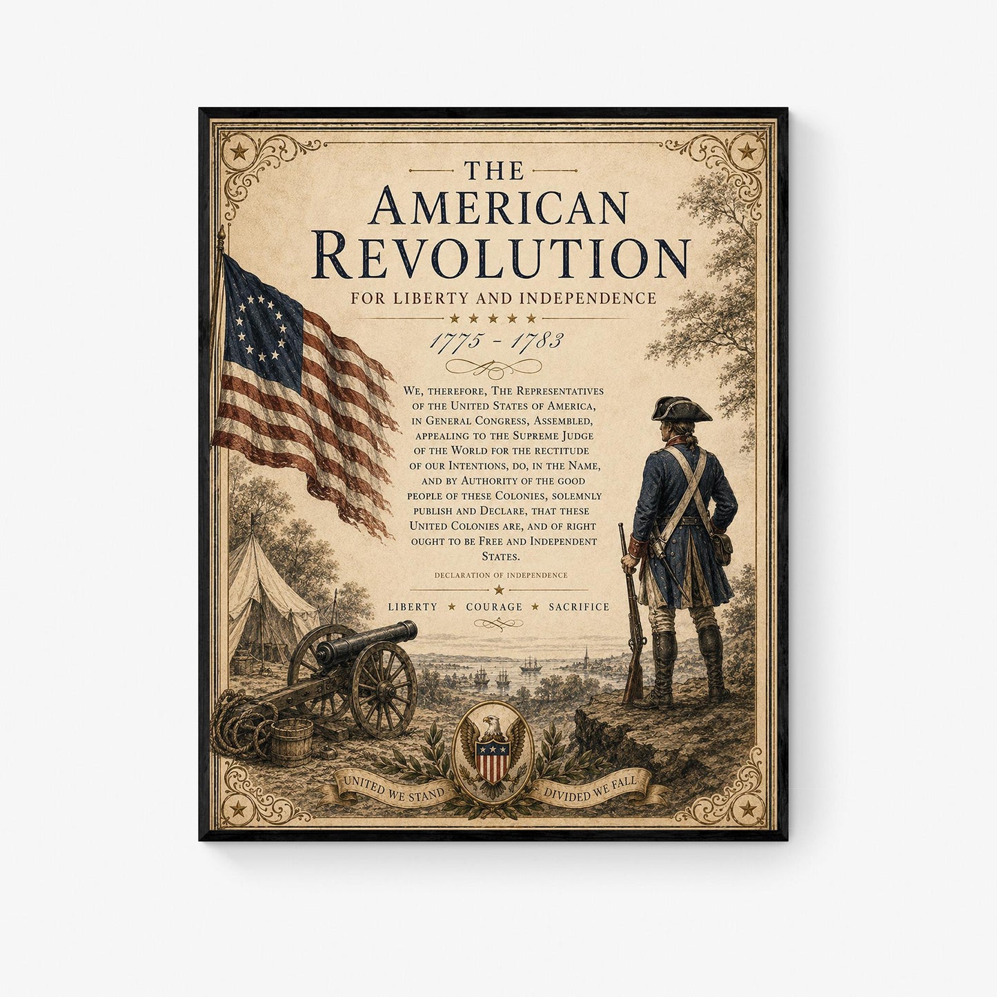 American Revolution Wall Art Print | Declaration of Independence | Historical Americana | Patriotic Home Decor