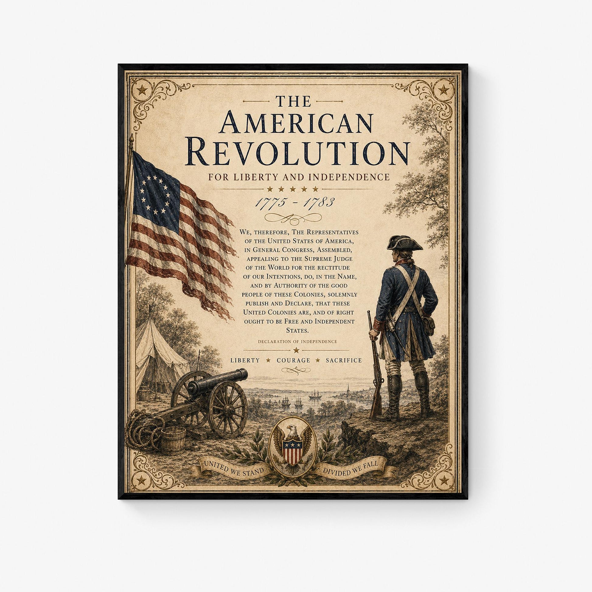 American Revolution Wall Art Print | Declaration of Independence | Historical Americana | Patriotic Home Decor