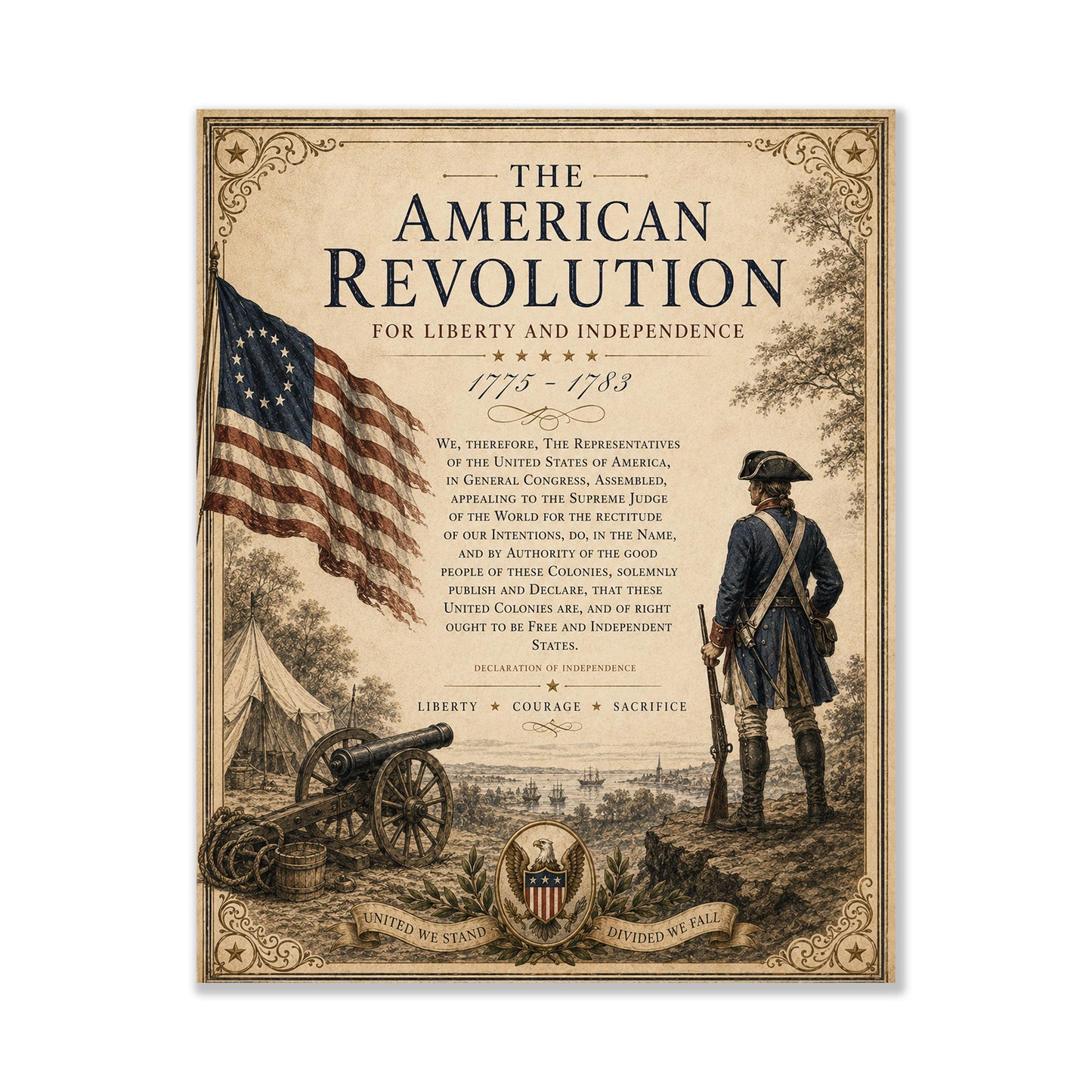 American Revolution Wall Art Print | Declaration of Independence | Historical Americana | Patriotic Home Decor