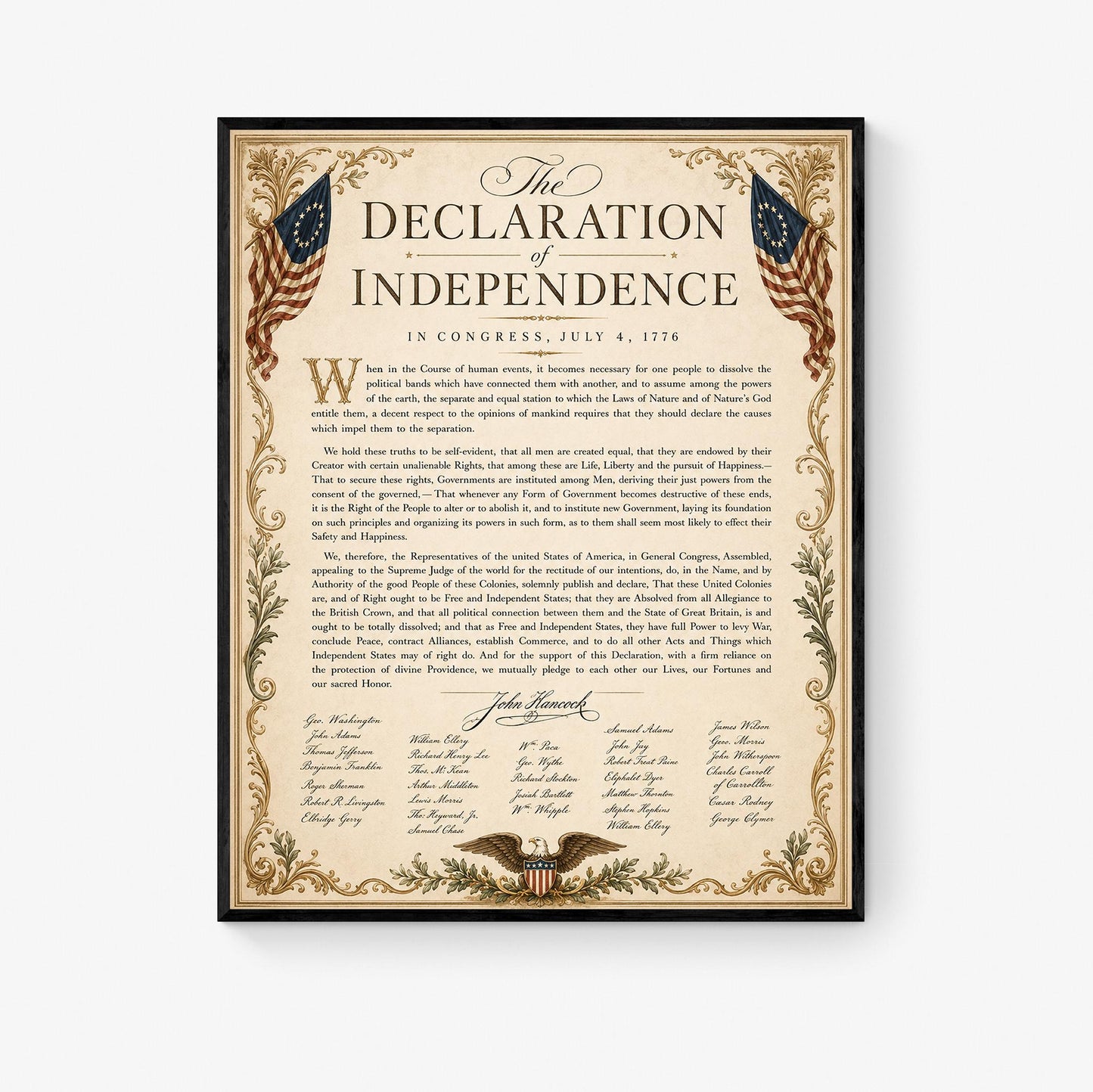 Declaration of Independence Wall Art Print | American Revolution | Historical Americana | Vintage Patriotic Home Decor