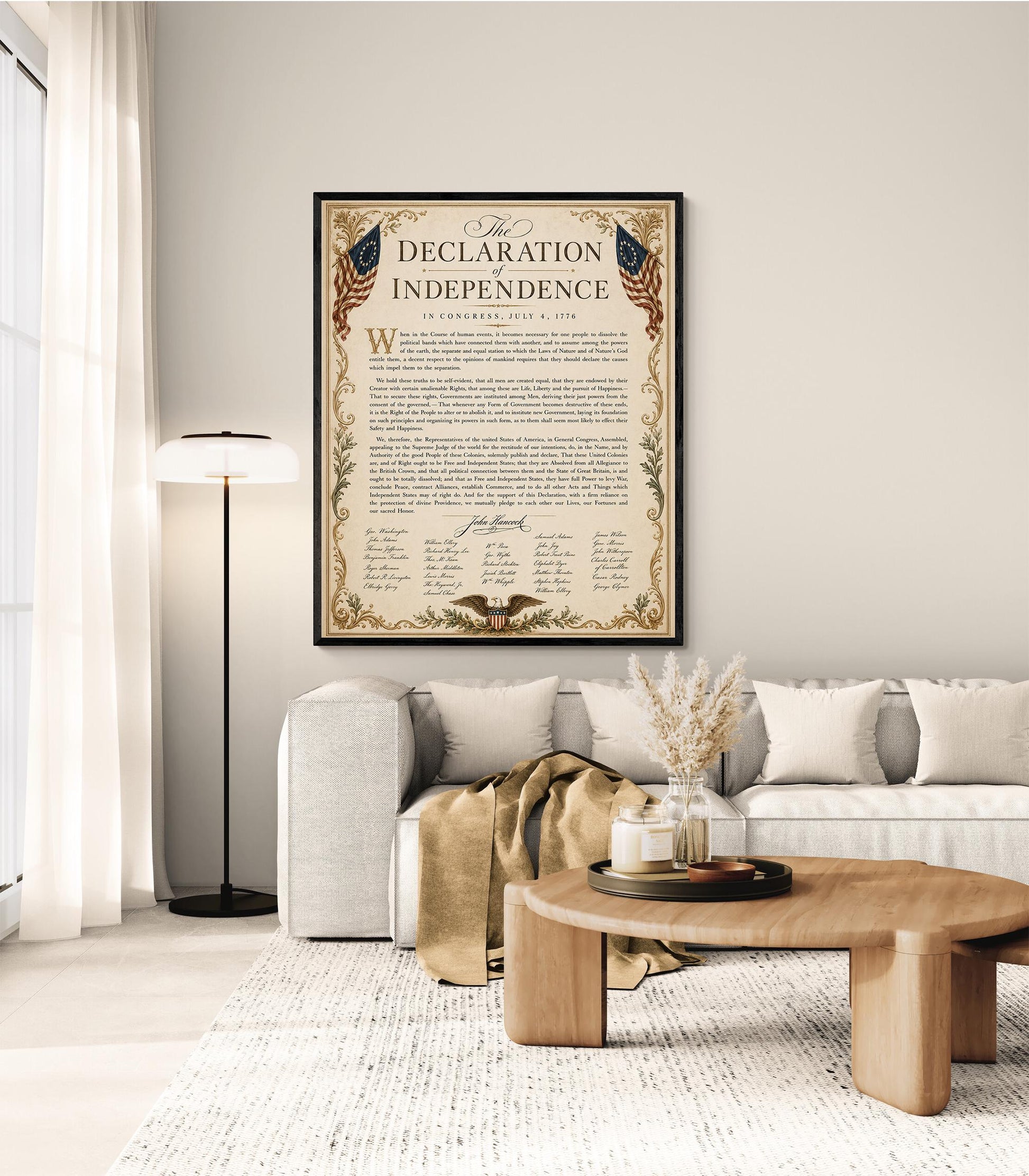 Declaration of Independence Wall Art Print | American Revolution | Historical Americana | Vintage Patriotic Home Decor