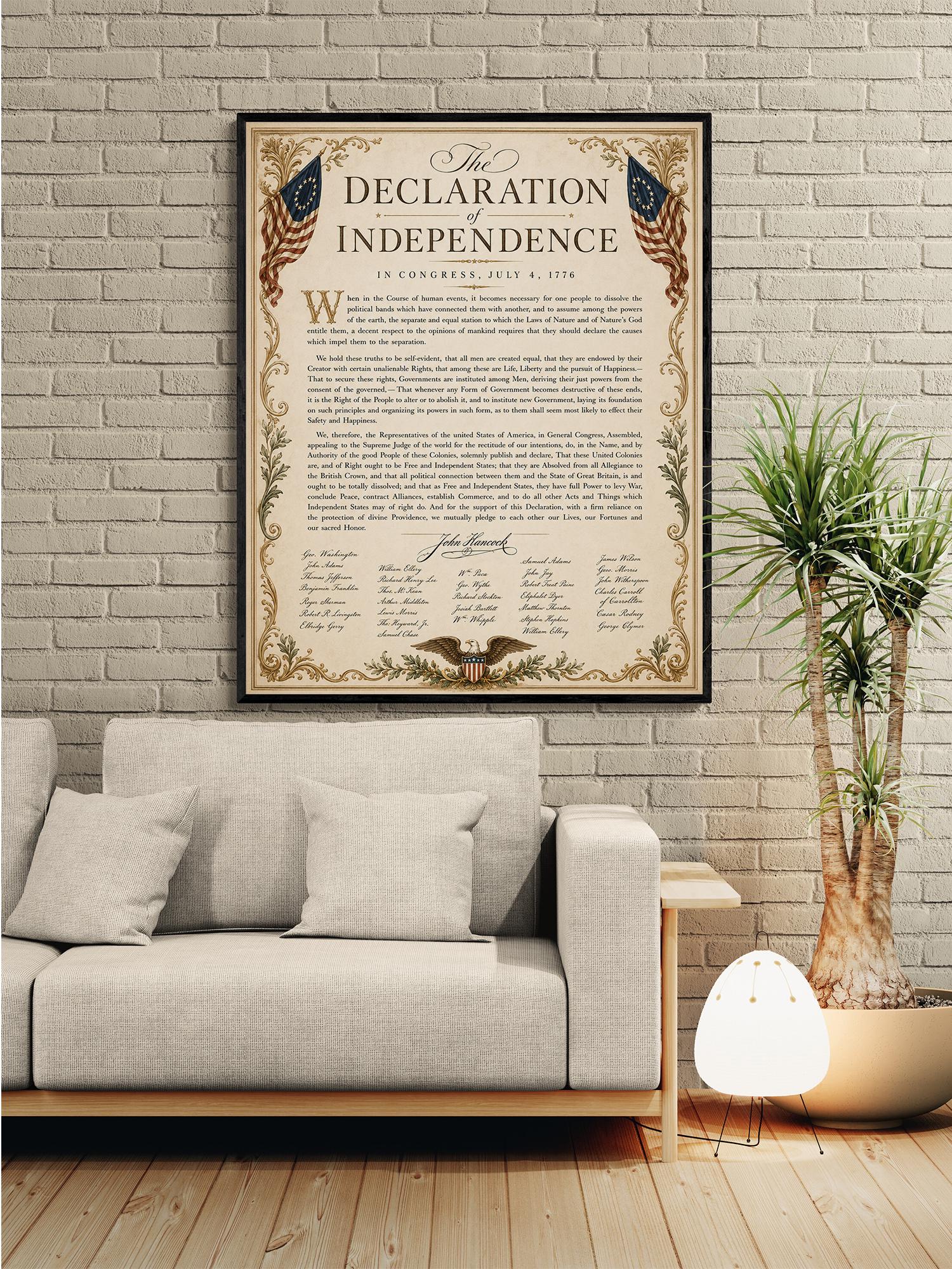 Declaration of Independence Wall Art Print | American Revolution | Historical Americana | Vintage Patriotic Home Decor