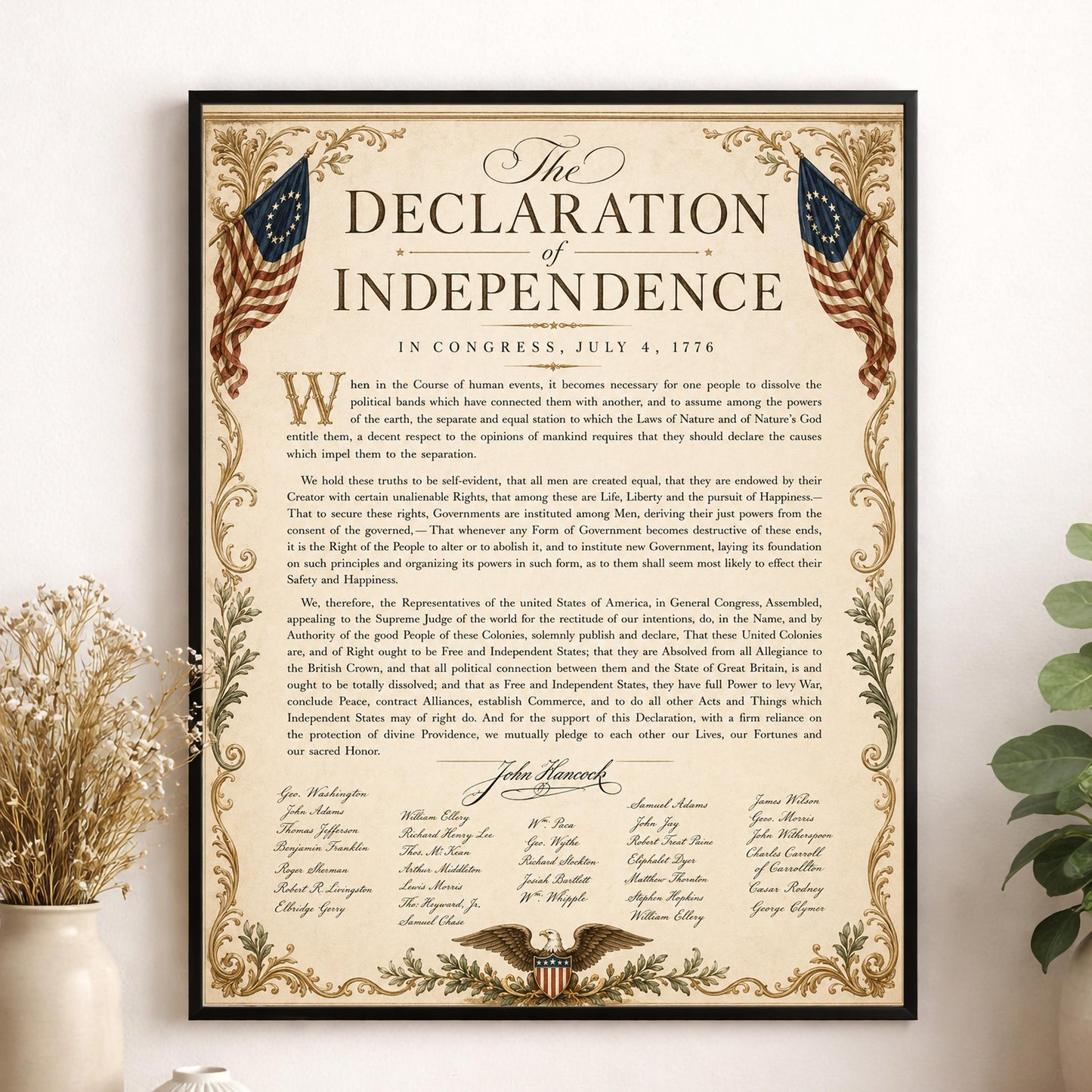 Declaration of Independence Wall Art Print | American Revolution | Historical Americana | Vintage Patriotic Home Decor