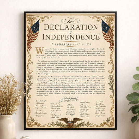 Declaration of Independence Wall Art Print | American Revolution | Historical Americana | Vintage Patriotic Home Decor