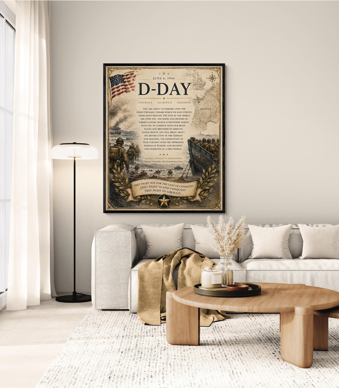 D-Day Order Of The Day Wall Art Print | Operation Overlord | Military History | Dwight Eisenhower | World War 2 | Vintage Soldier Poster