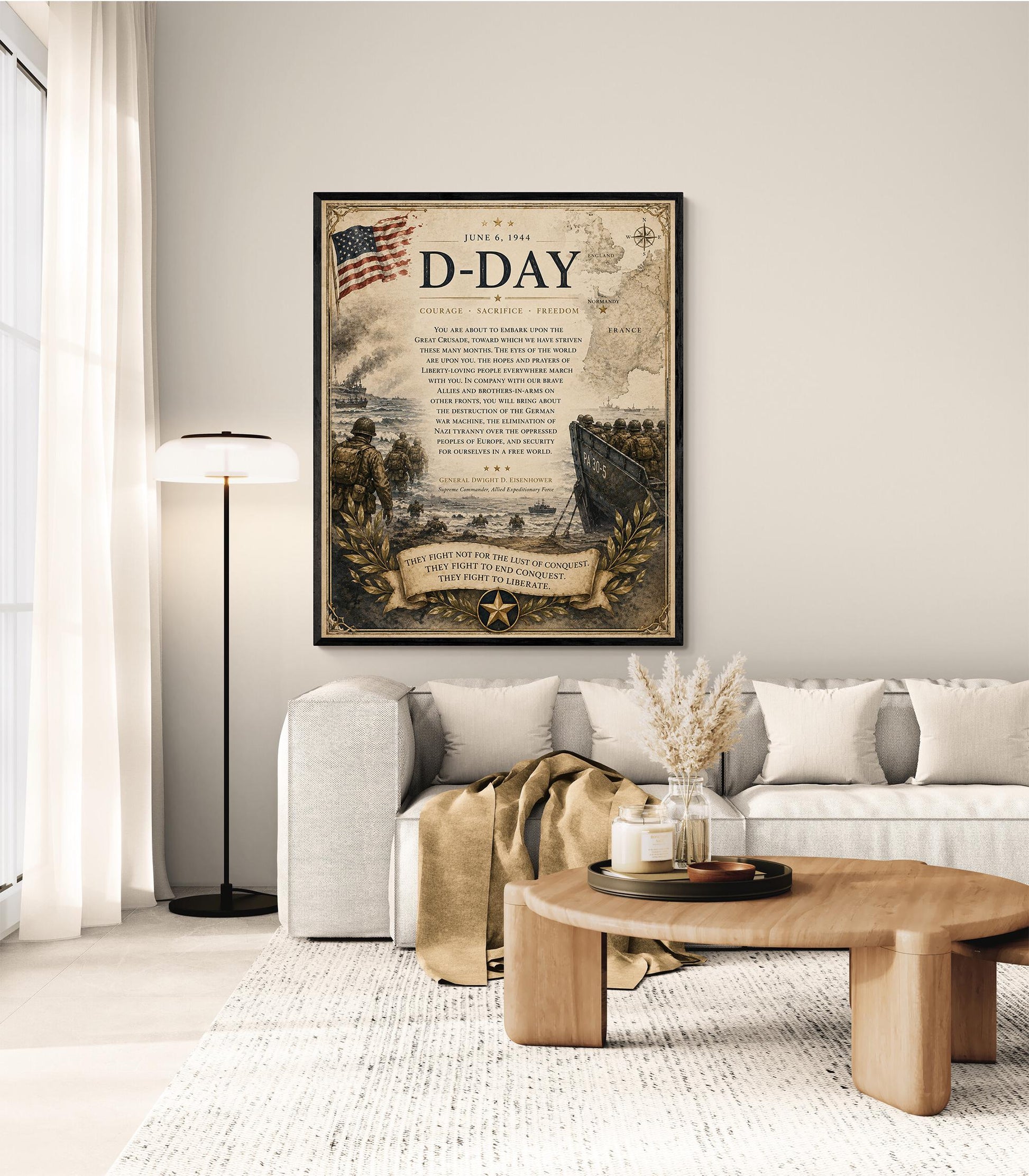 D-Day Order Of The Day Wall Art Print | Operation Overlord | Military History | Dwight Eisenhower | World War 2 | Vintage Soldier Poster