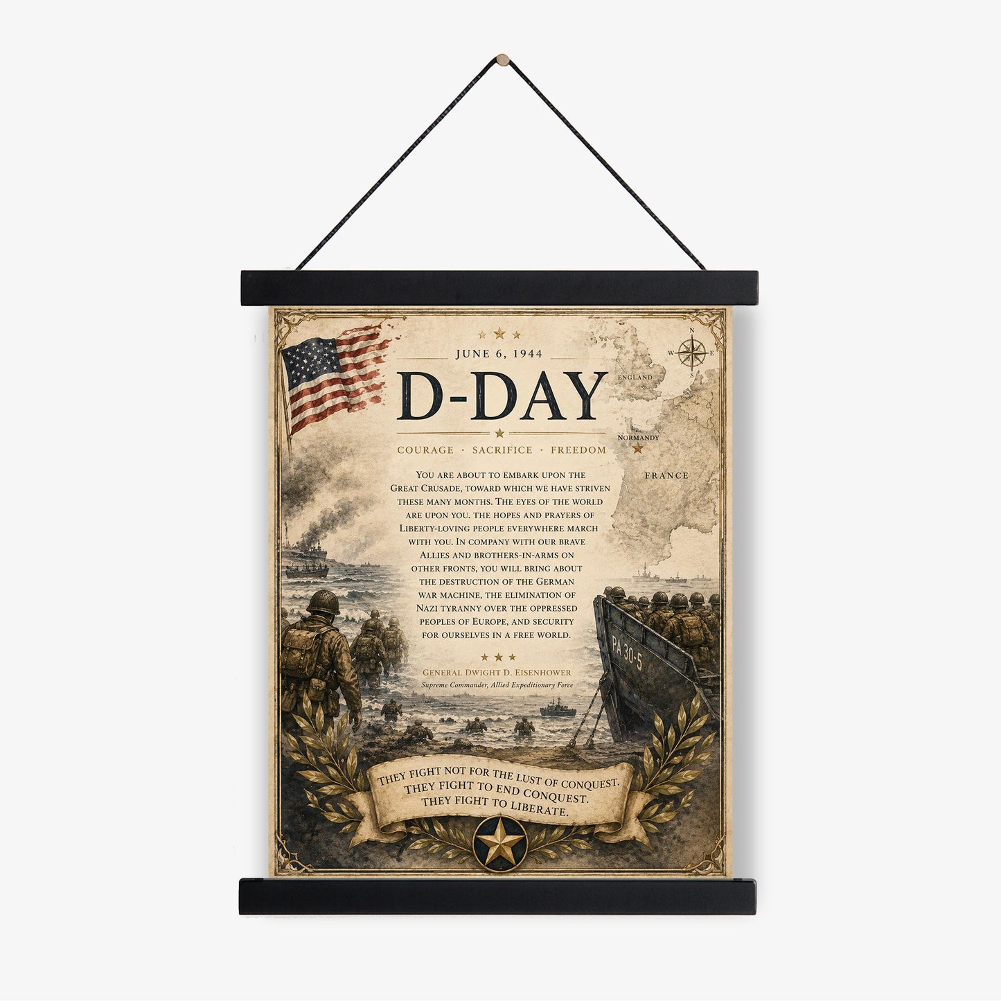 D-Day Order Of The Day Wall Art Print | Operation Overlord | Military History | Dwight Eisenhower | World War 2 | Vintage Soldier Poster