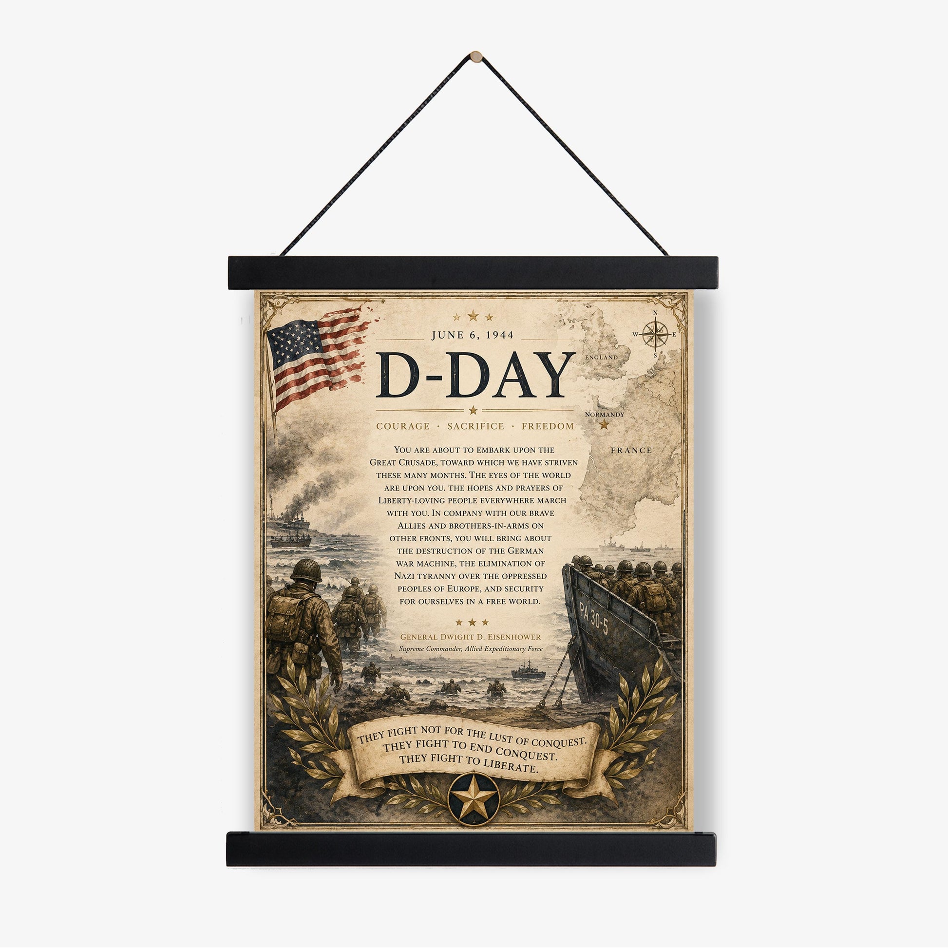 D-Day Order Of The Day Wall Art Print | Operation Overlord | Military History | Dwight Eisenhower | World War 2 | Vintage Soldier Poster