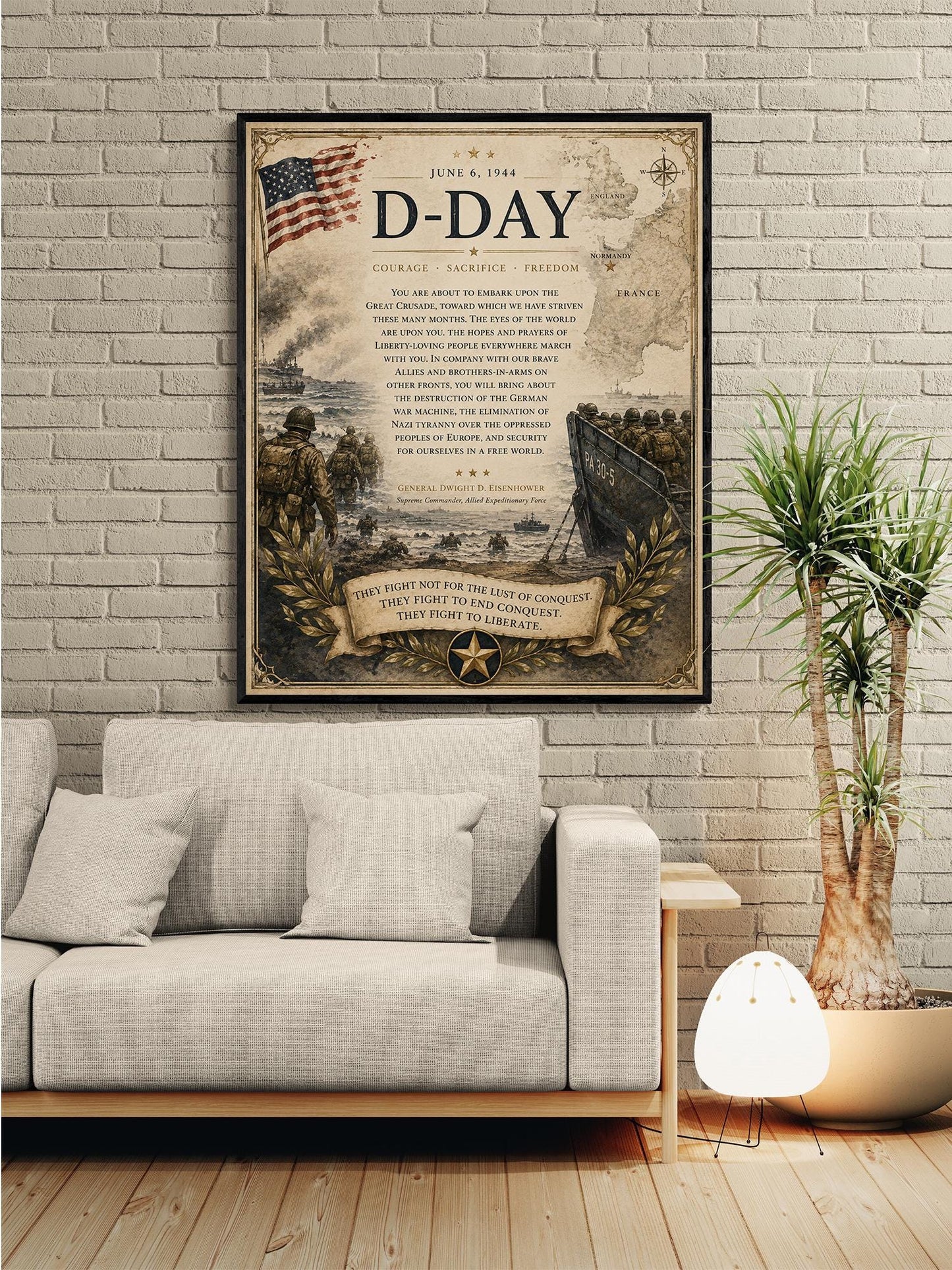 D-Day Order Of The Day Wall Art Print | Operation Overlord | Military History | Dwight Eisenhower | World War 2 | Vintage Soldier Poster