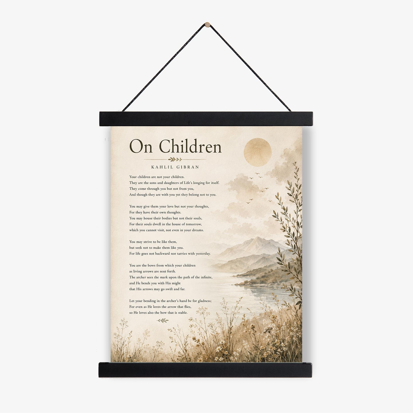 On Children Poem Quote Wall Art Print | Kahlil Gibran | Poetry | Landscape | Children's Room | Nursery | Vintage Home Decor | Literary Gift
