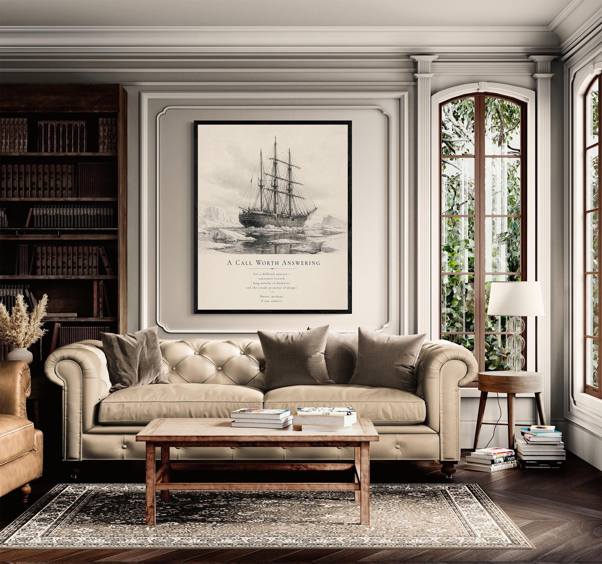 Shackleton Endurance Ship Wall Art Print, A Call Worth Answering Quote, Antarctic Expedition Wall Art, Literary Nautical Decor