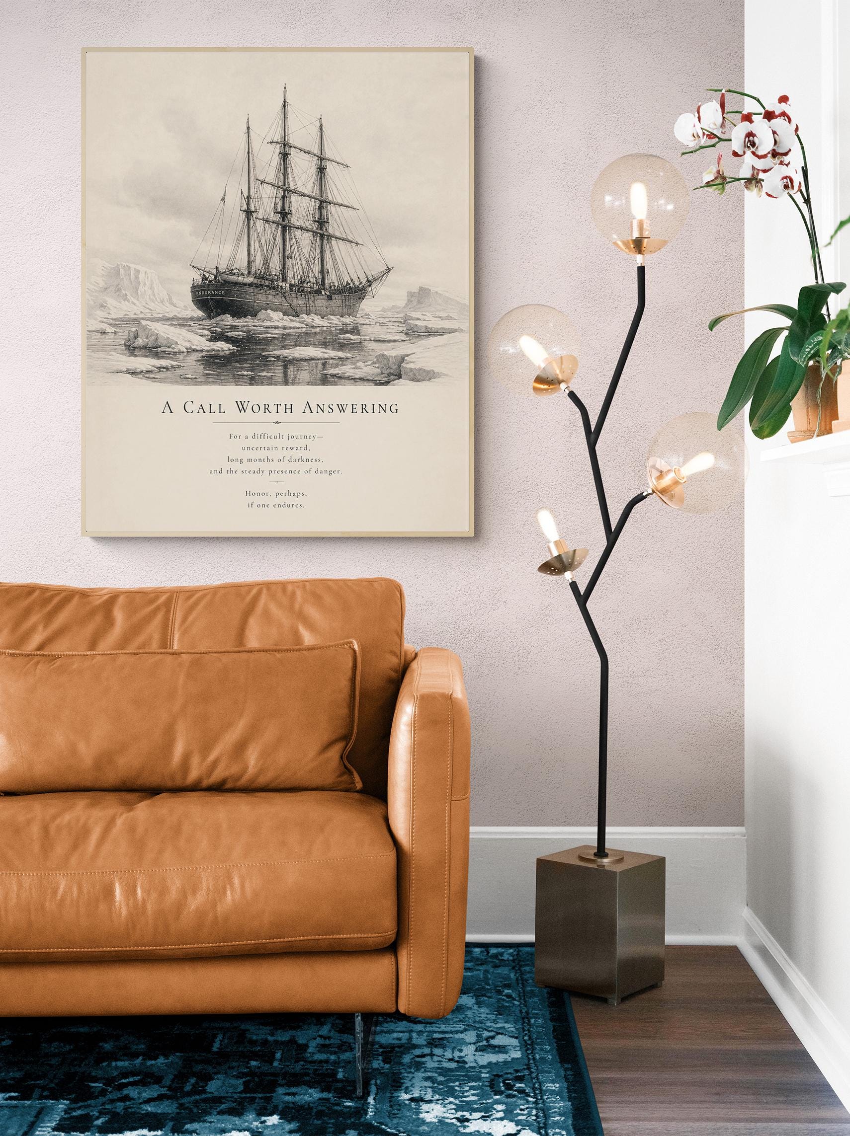 Shackleton Endurance Ship Wall Art Print, A Call Worth Answering Quote, Antarctic Expedition Wall Art, Literary Nautical Decor