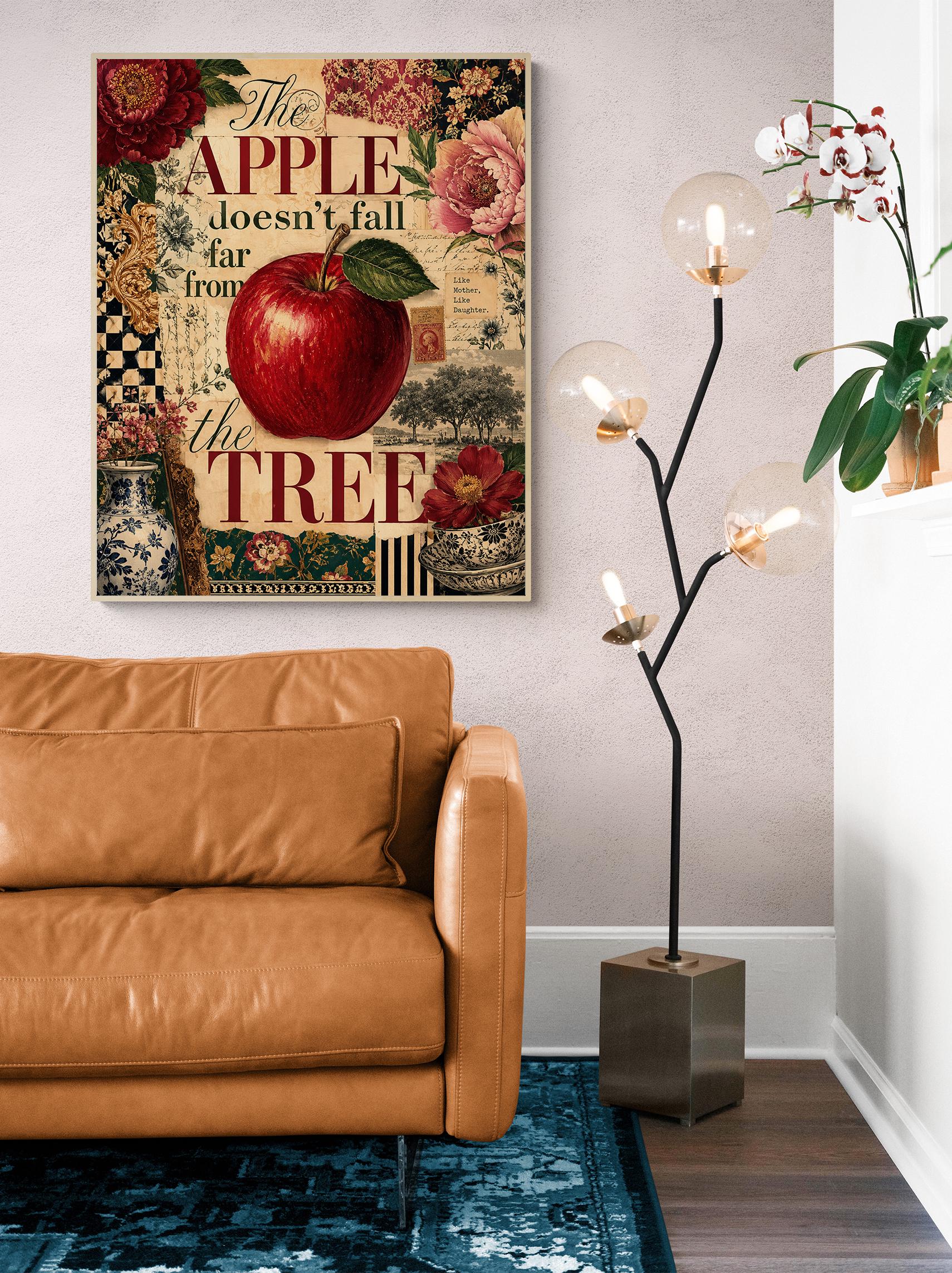 The Apple Doesn’t Fall Far From the Tree Wall Art Print, Mother Daughter, Maximalist Botanical Home Decor, Vintage Style Family Digital