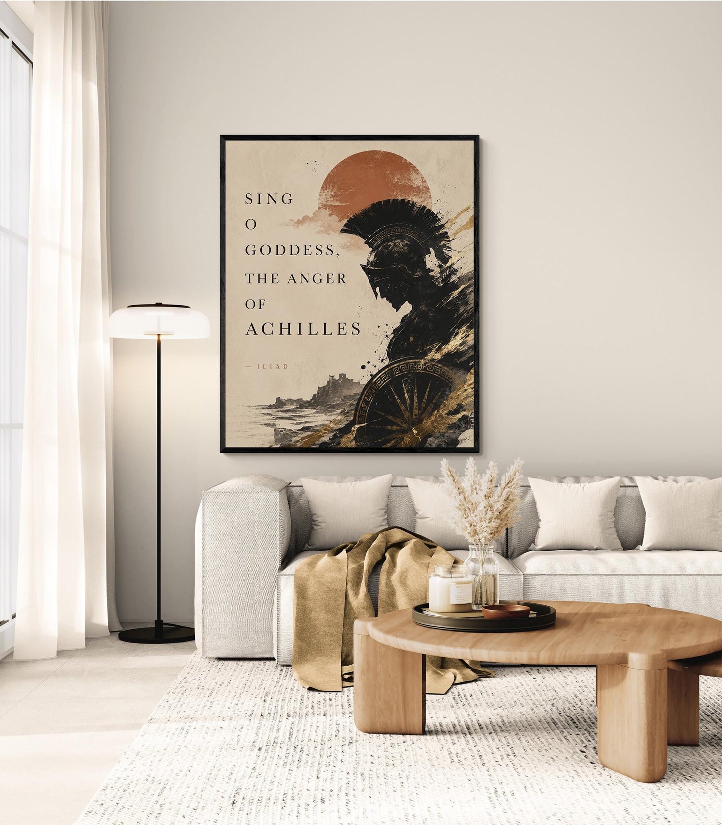 Iliad Achilles Wall Art Print | Sing O Goddess The Anger Of Achilles | Homer Poem | Ancient Greek Mythology | Literary Home Decor