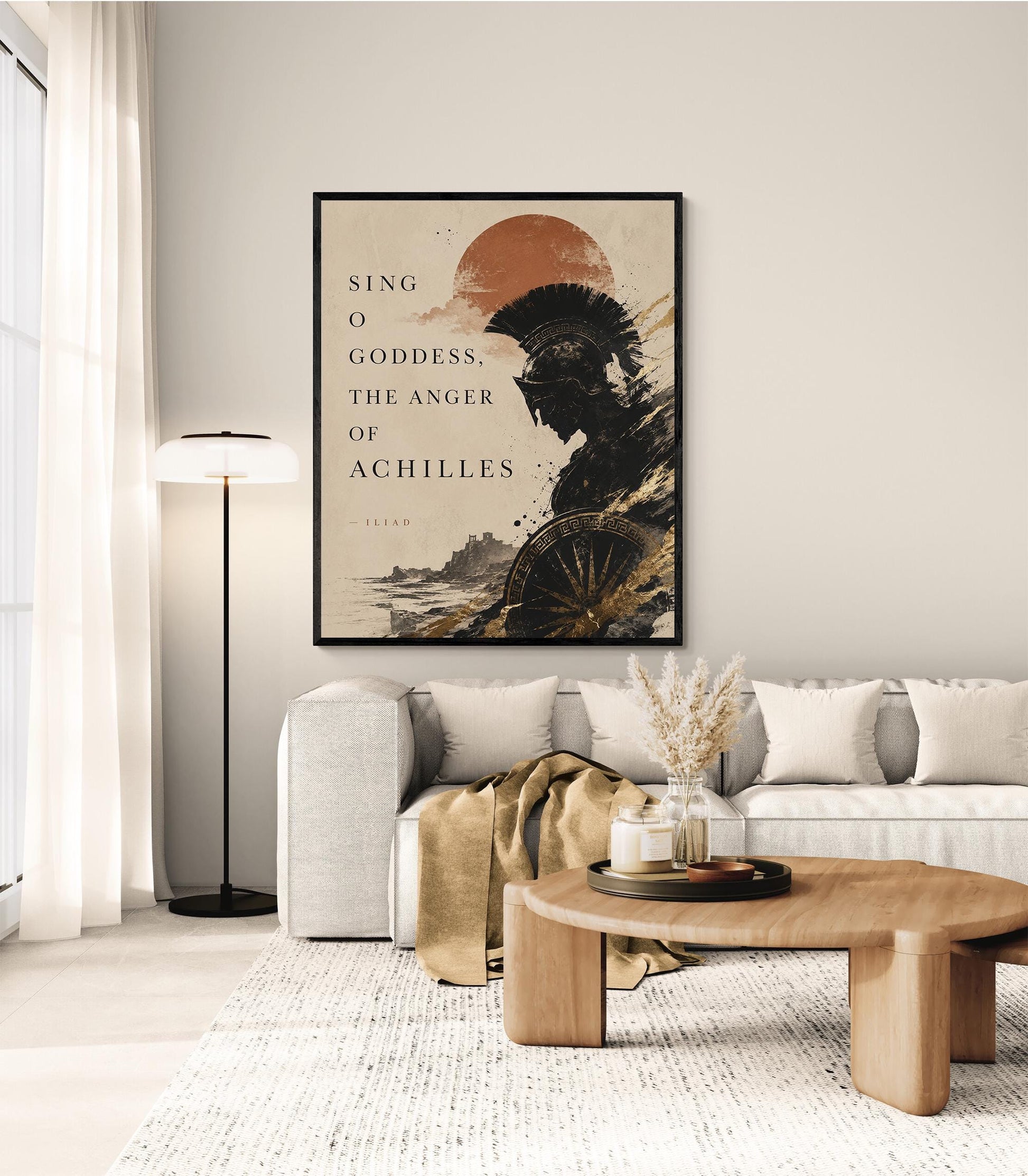 Iliad Achilles Wall Art Print | Sing O Goddess The Anger Of Achilles | Homer Poem | Ancient Greek Mythology | Literary Home Decor