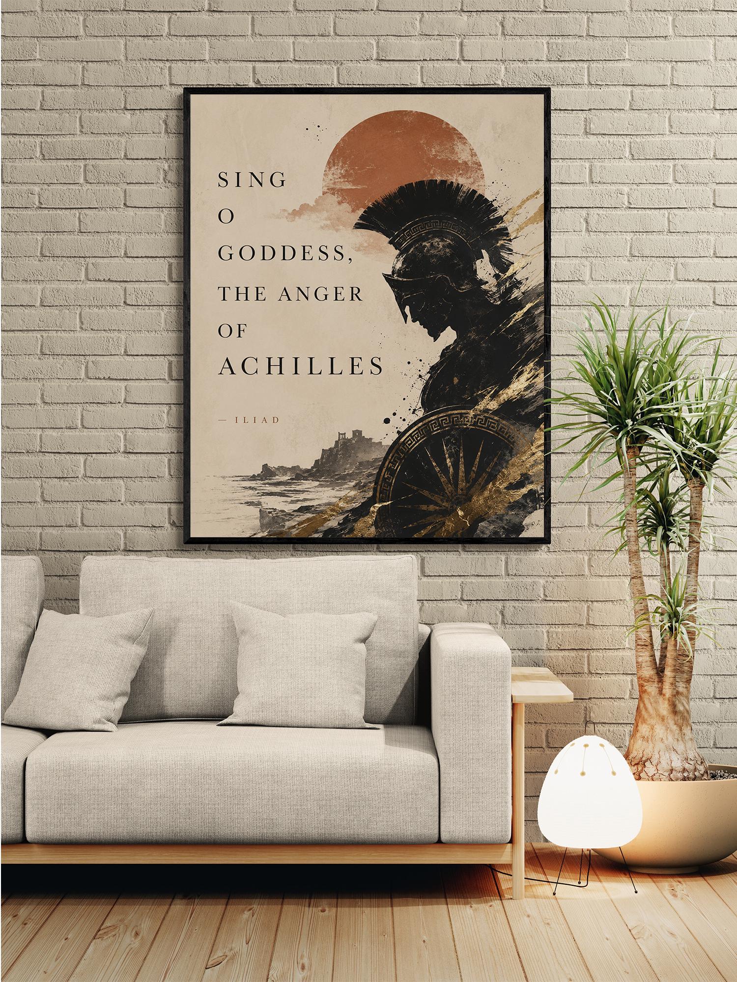 Iliad Achilles Wall Art Print | Sing O Goddess The Anger Of Achilles | Homer Poem | Ancient Greek Mythology | Literary Home Decor