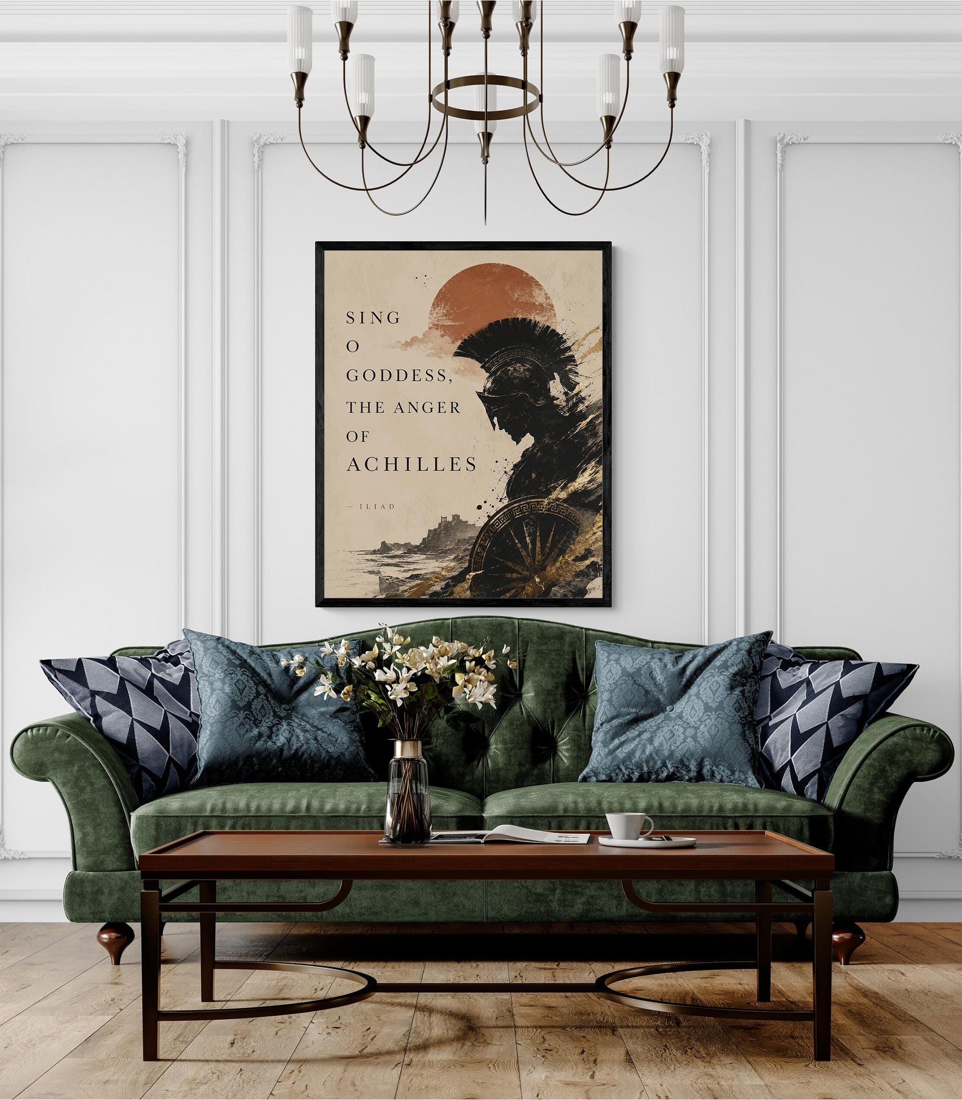 Iliad Achilles Wall Art Print | Sing O Goddess The Anger Of Achilles | Homer Poem | Ancient Greek Mythology | Literary Home Decor