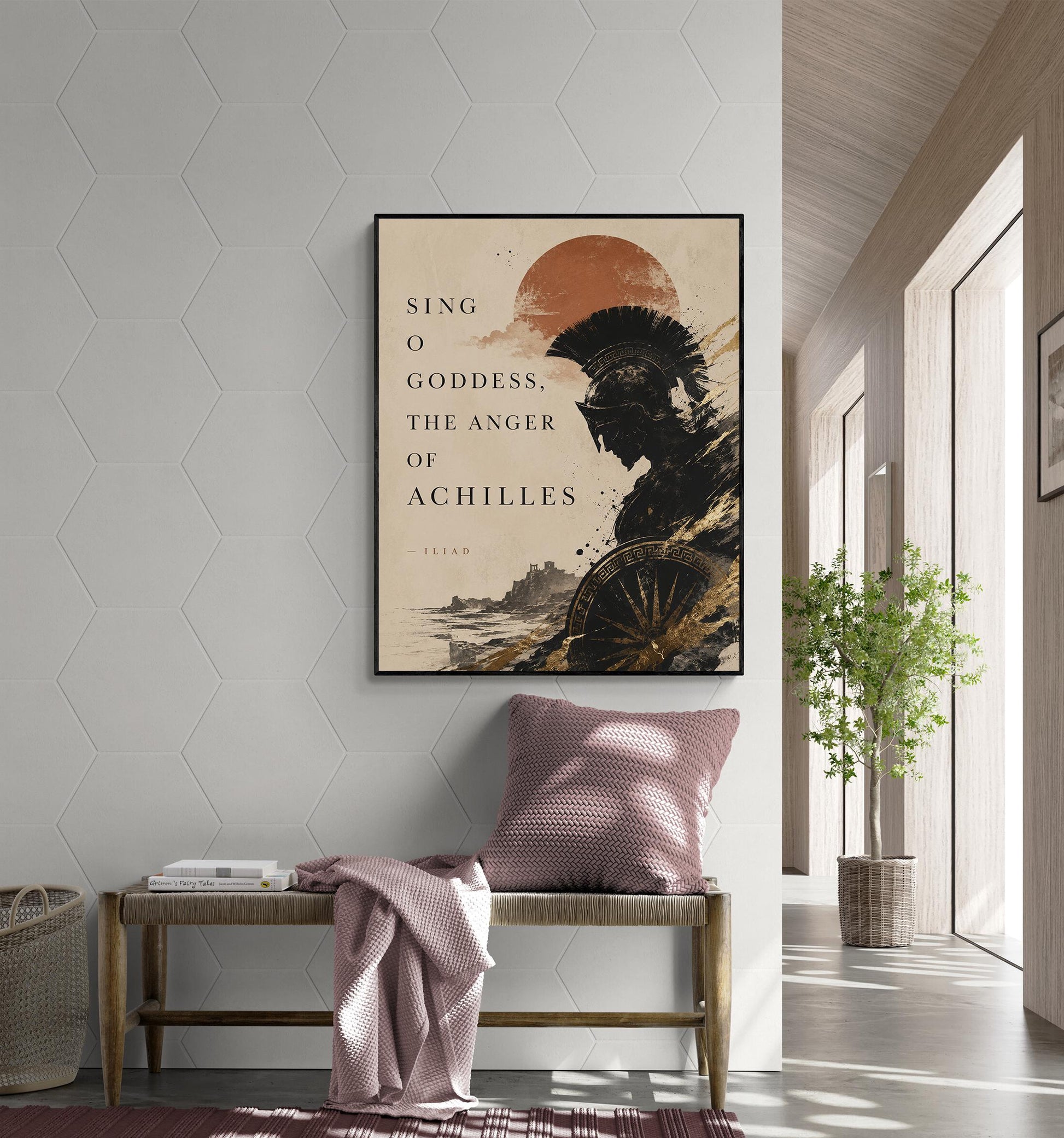 Iliad Achilles Wall Art Print | Sing O Goddess The Anger Of Achilles | Homer Poem | Ancient Greek Mythology | Literary Home Decor