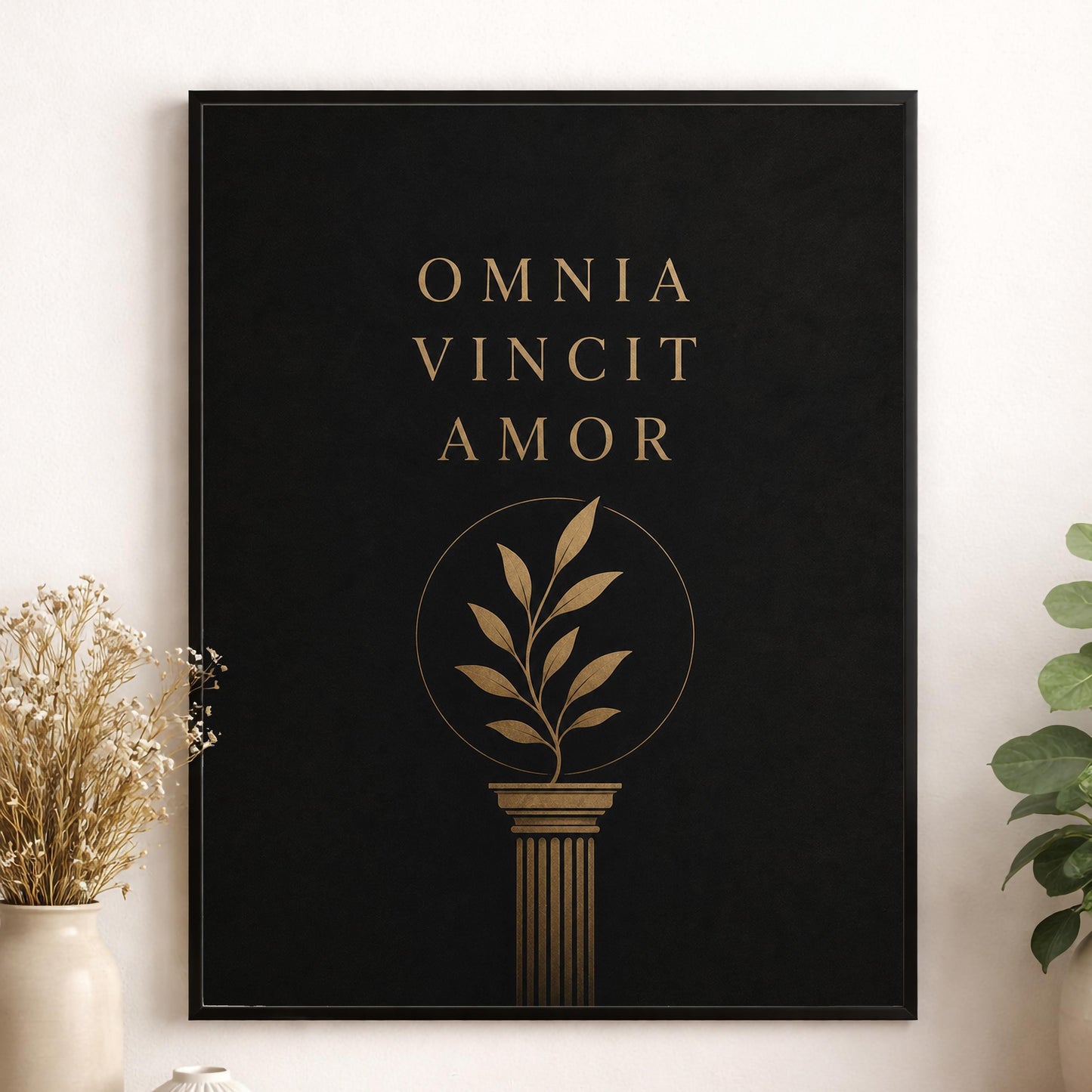 Omnia Vincit Amor Wall Art Print, Latin Quote Decor, Classical Typography, Love Conquers All, Minimalist Literary Home Decor