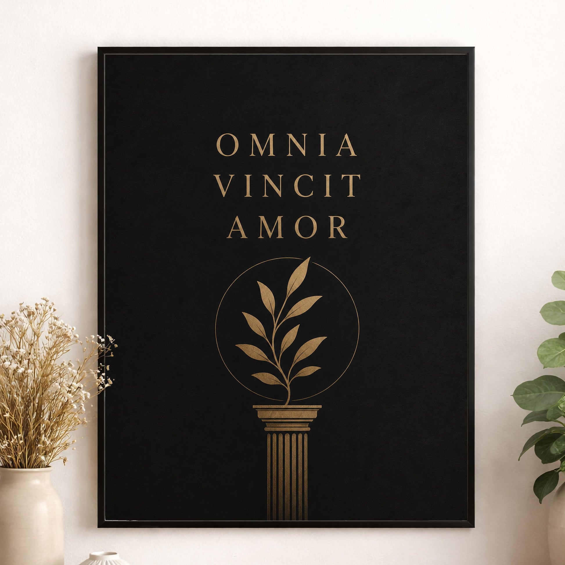 Omnia Vincit Amor Wall Art Print, Latin Quote Decor, Classical Typography, Love Conquers All, Minimalist Literary Home Decor