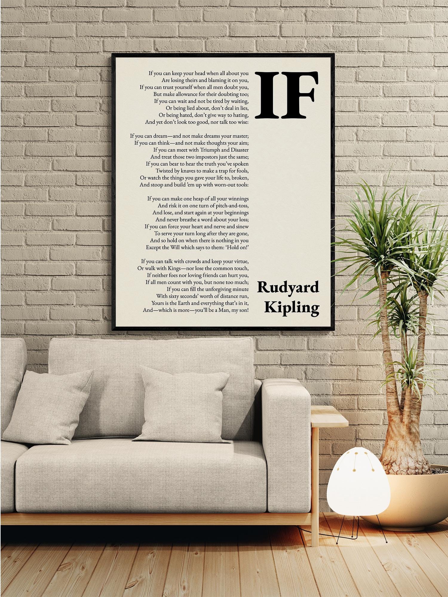 If by Rudyard Kipling Poem Quote Wall Art Print | Poetry | Landscape | Children's Room | Nursery | Vintage Home Decor | Literary Gift