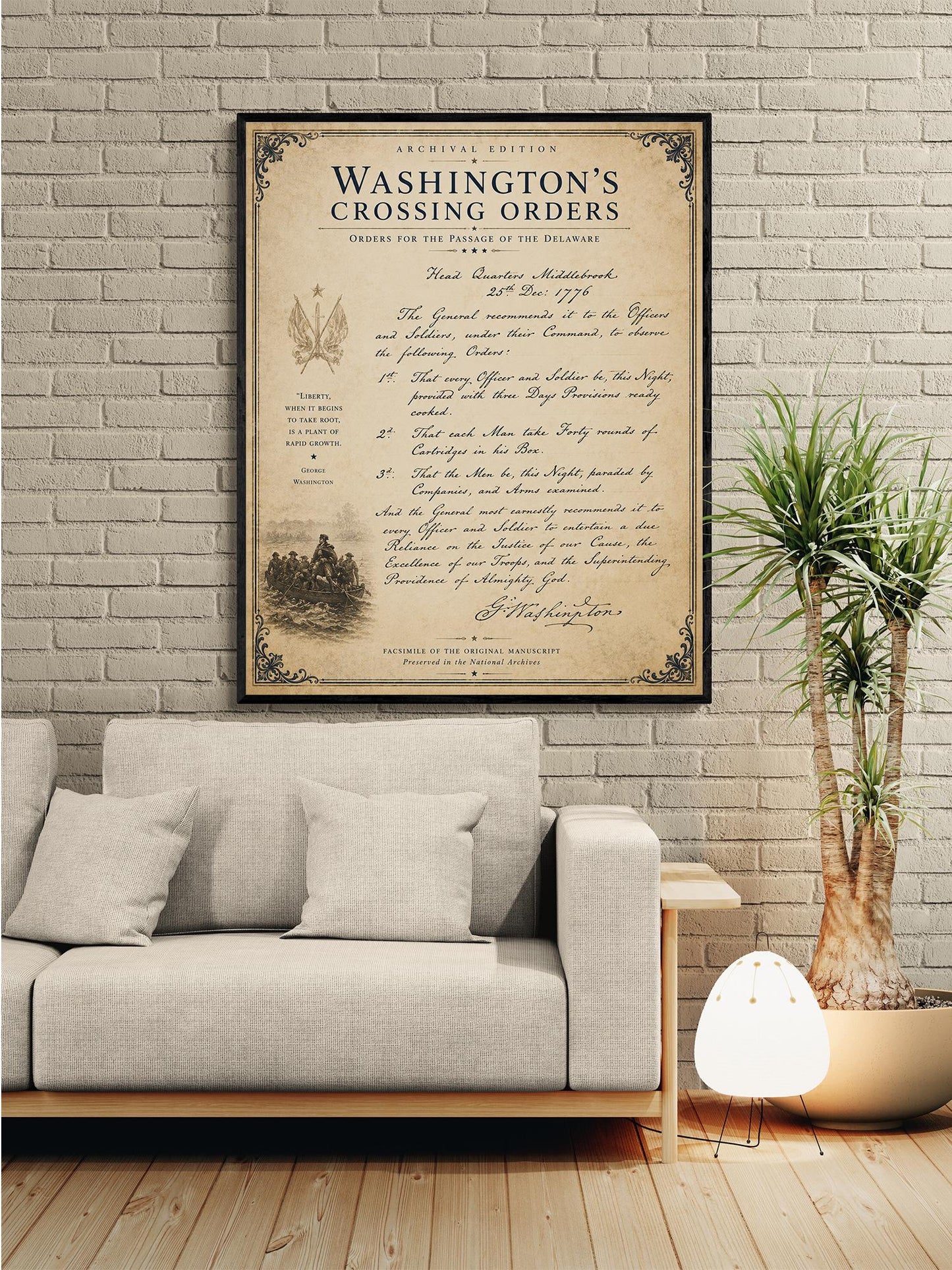 Washington's Crossing Orders Wall Art Print | Delaware River | American Revolution | Manuscript | Historical Patriotic Home Decor