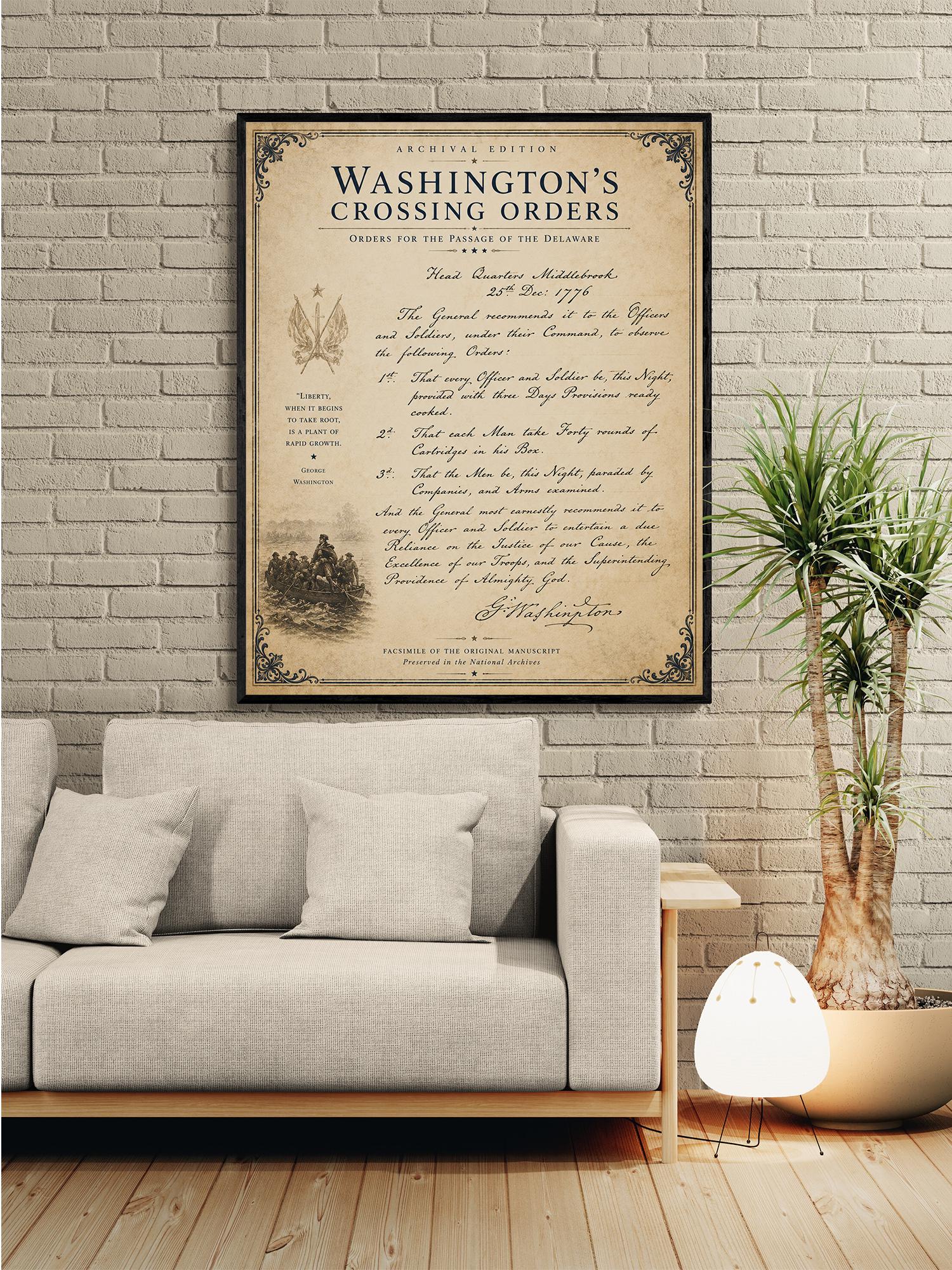 Washington's Crossing Orders Wall Art Print | Delaware River | American Revolution | Manuscript | Historical Patriotic Home Decor
