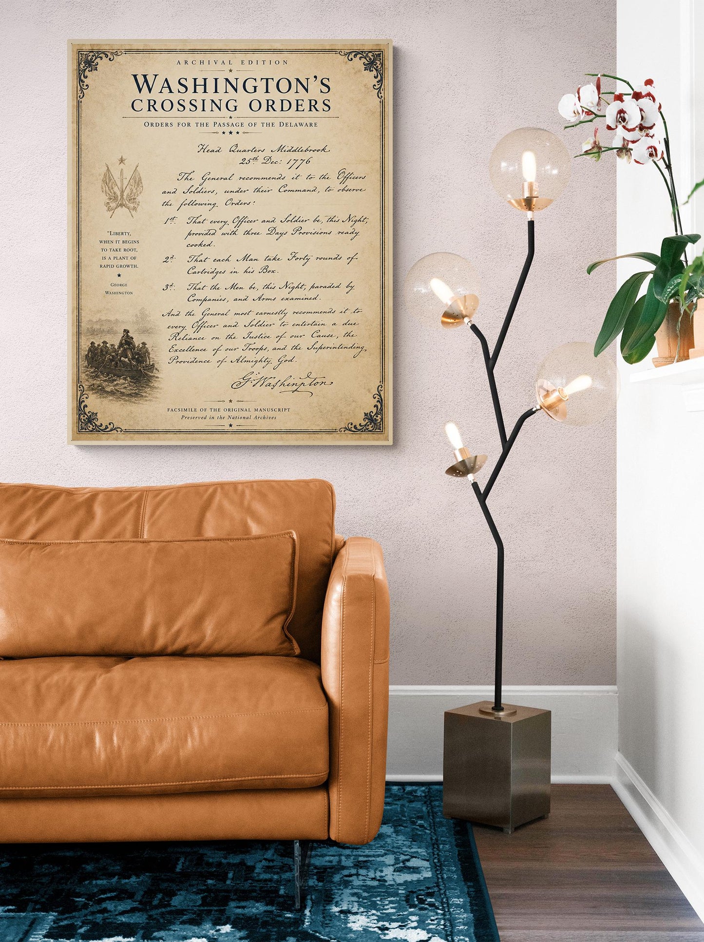 Washington's Crossing Orders Wall Art Print | Delaware River | American Revolution | Manuscript | Historical Patriotic Home Decor