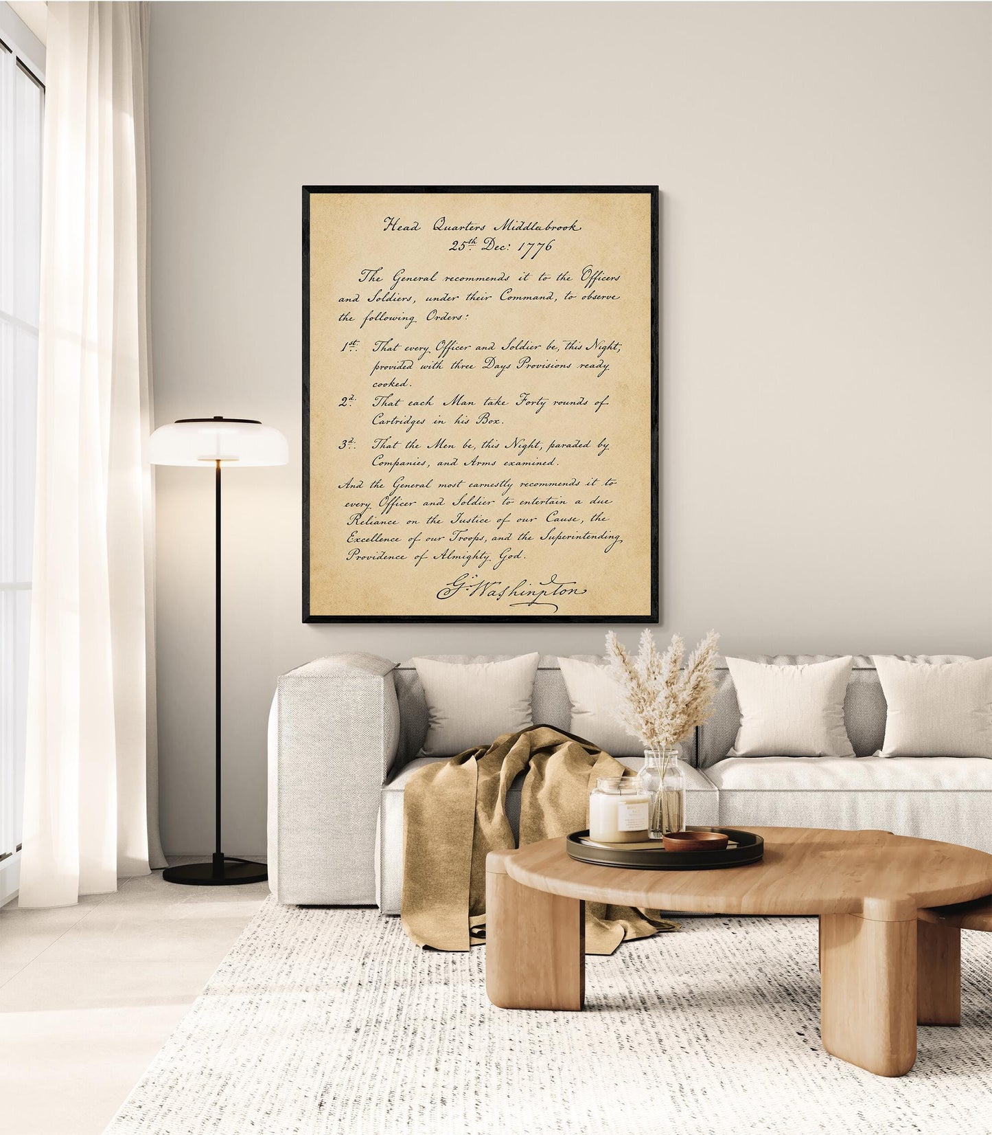 George Washington's Crossing Orders Wall Art Print | Delaware River | American Revolution | Manuscript | Historical Patriotic Home Decor