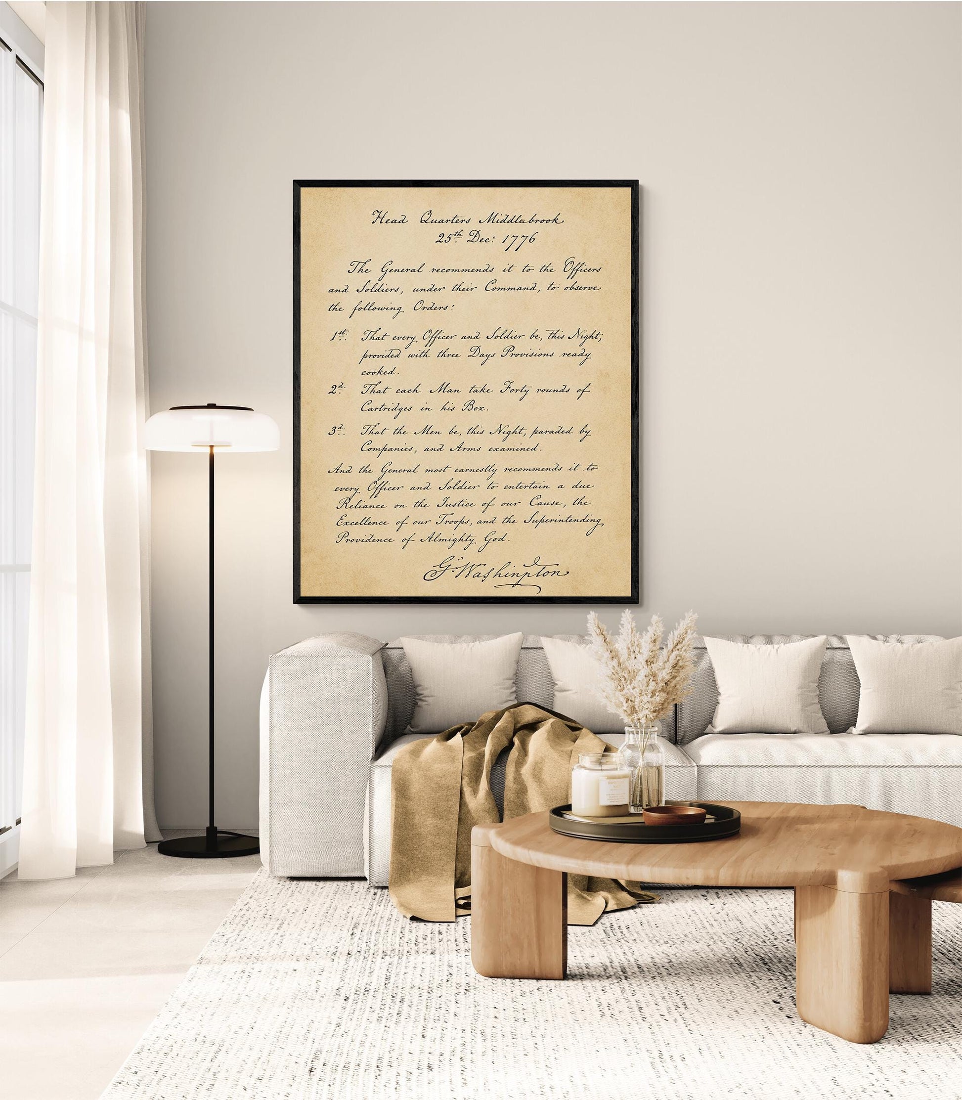 George Washington's Crossing Orders Wall Art Print | Delaware River | American Revolution | Manuscript | Historical Patriotic Home Decor