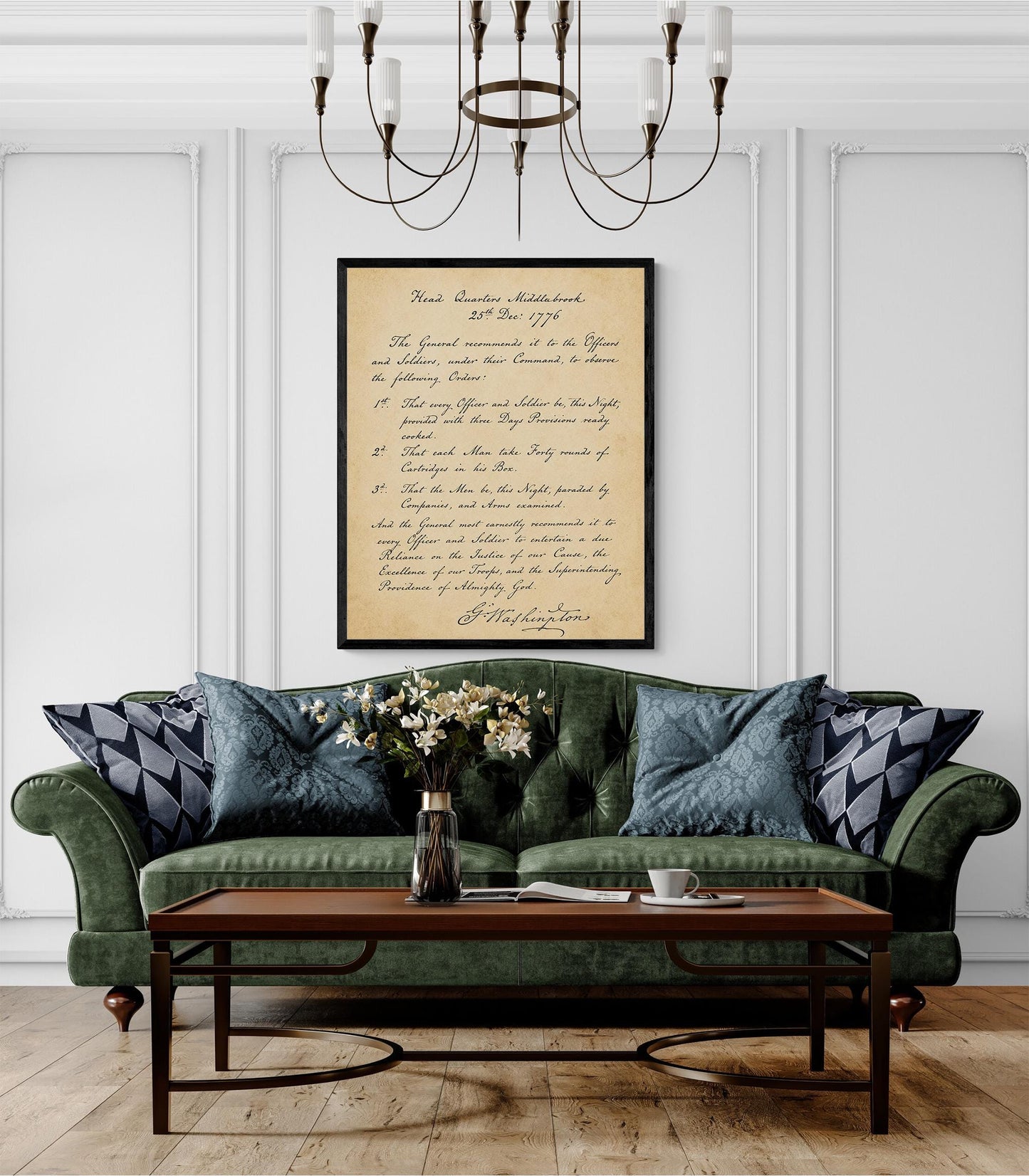 George Washington's Crossing Orders Wall Art Print | Delaware River | American Revolution | Manuscript | Historical Patriotic Home Decor