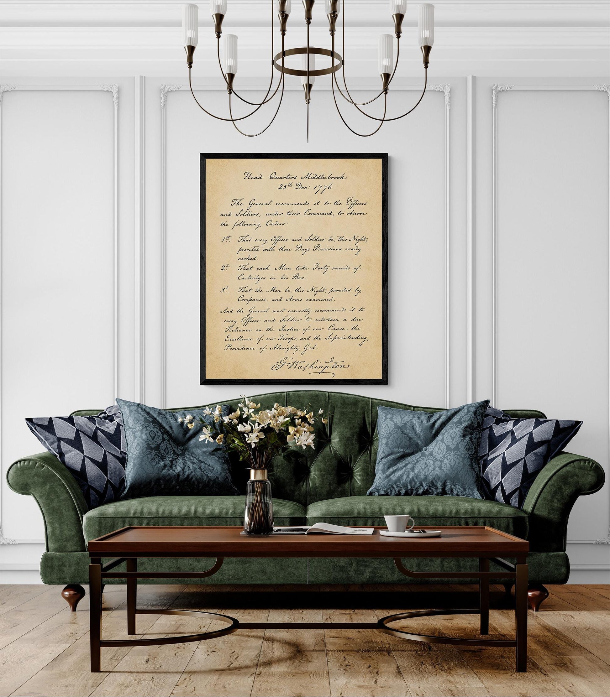 George Washington's Crossing Orders Wall Art Print | Delaware River | American Revolution | Manuscript | Historical Patriotic Home Decor