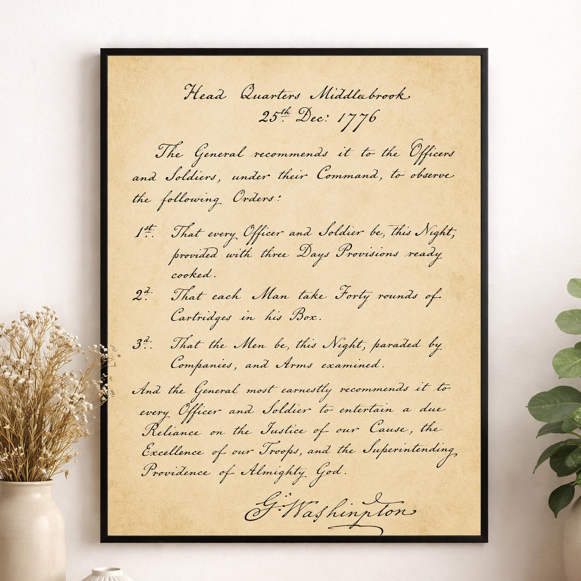 George Washington's Crossing Orders Wall Art Print | Delaware River | American Revolution | Manuscript | Historical Patriotic Home Decor