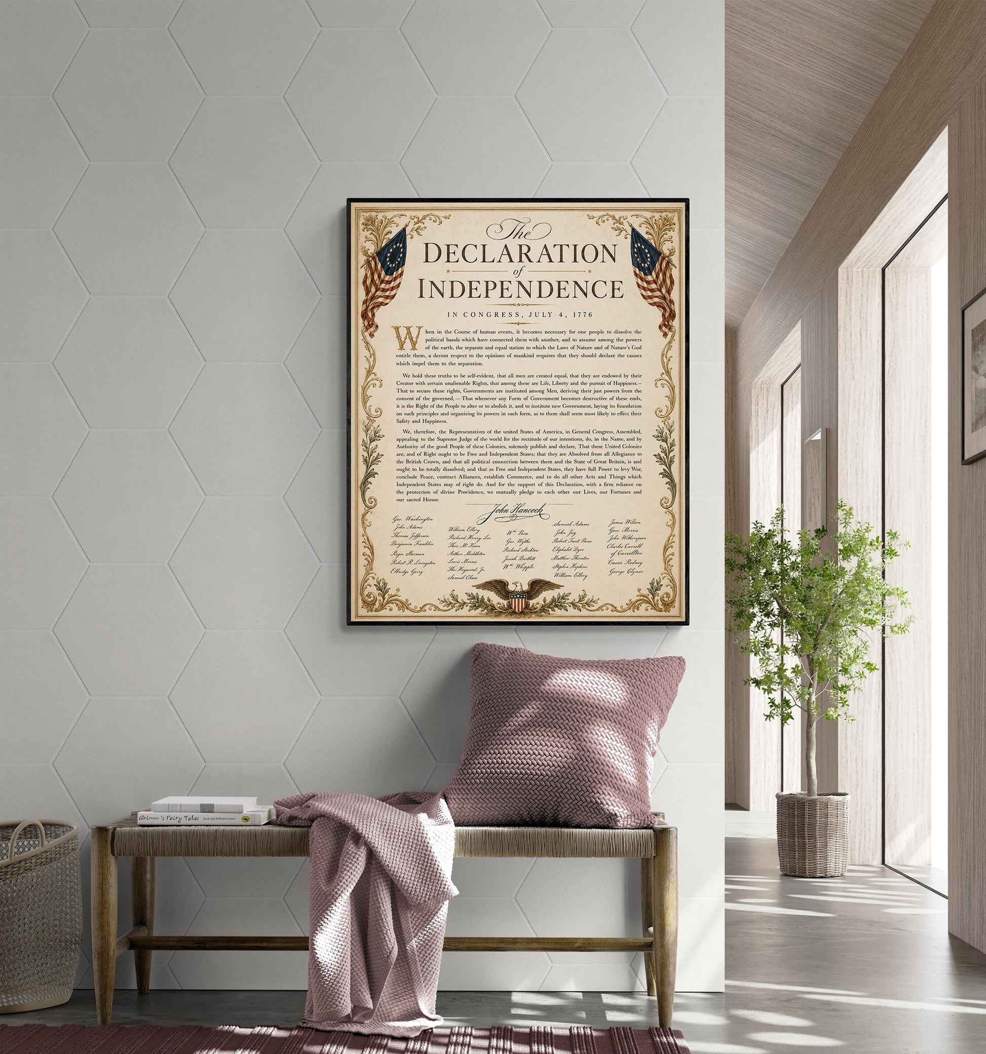 Declaration of Independence Wall Art Print | American Revolution | Historical Americana | Vintage Patriotic Home Decor