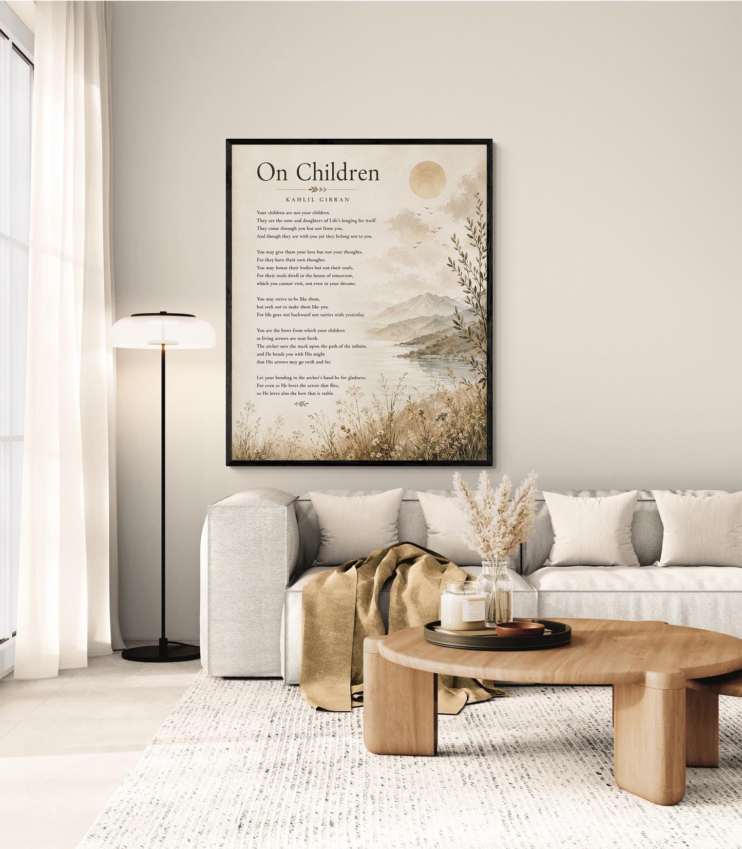 On Children Poem Quote Wall Art Print | Kahlil Gibran | Poetry | Landscape | Children's Room | Nursery | Vintage Home Decor | Literary Gift