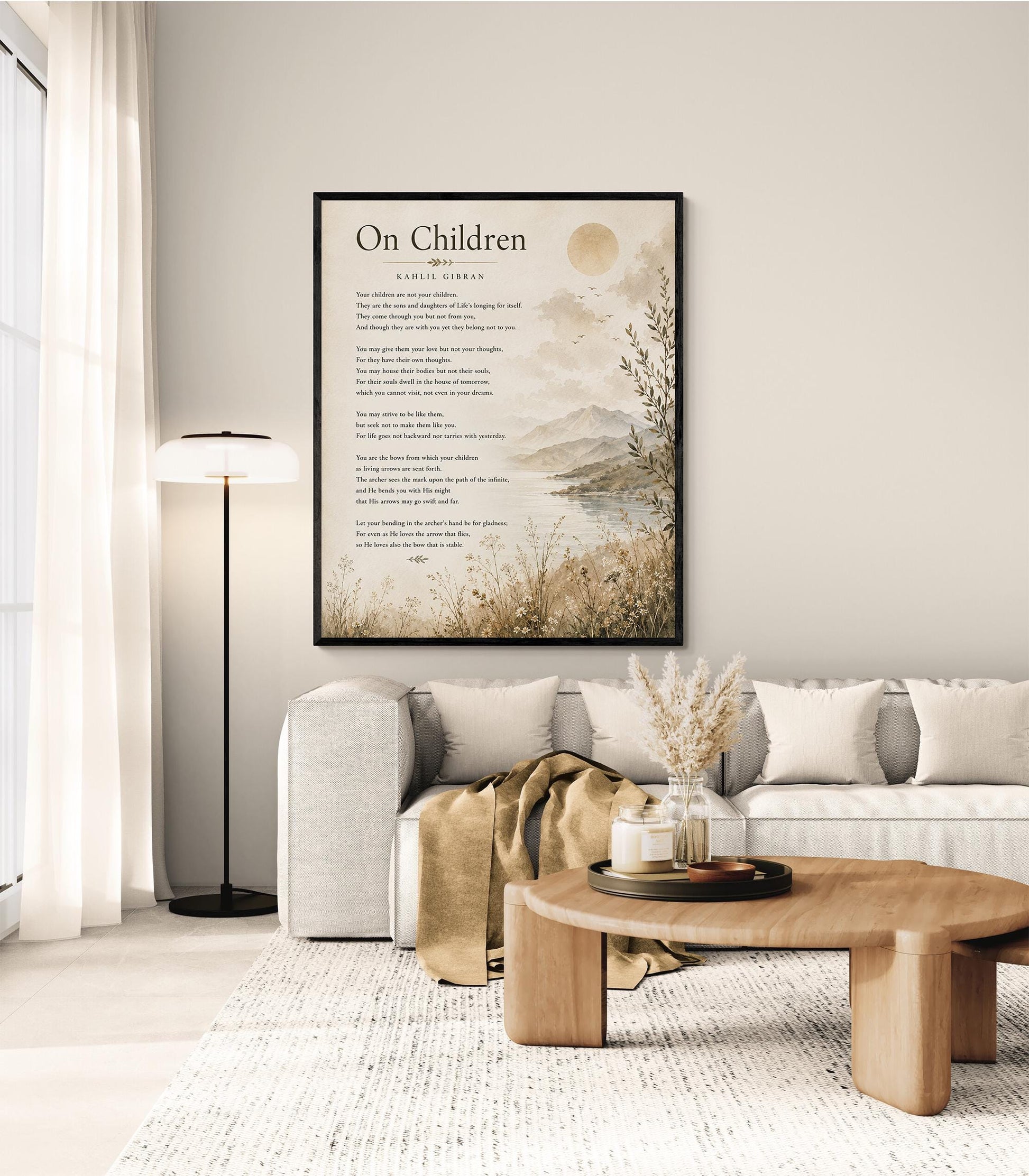 On Children Poem Quote Wall Art Print | Kahlil Gibran | Poetry | Landscape | Children's Room | Nursery | Vintage Home Decor | Literary Gift