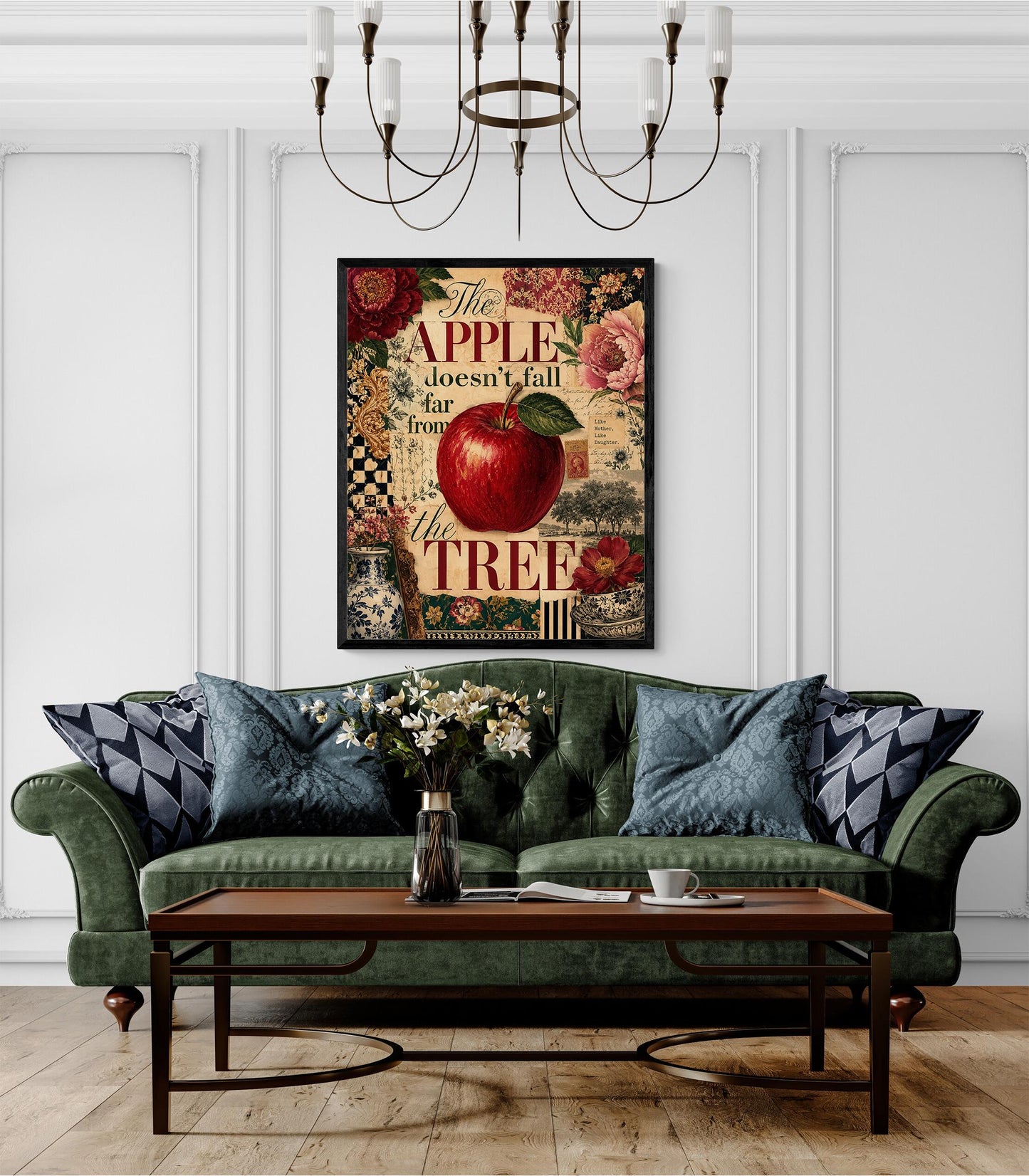 The Apple Doesn’t Fall Far From the Tree Wall Art Print, Mother Daughter, Maximalist Botanical Home Decor, Vintage Style Family Digital
