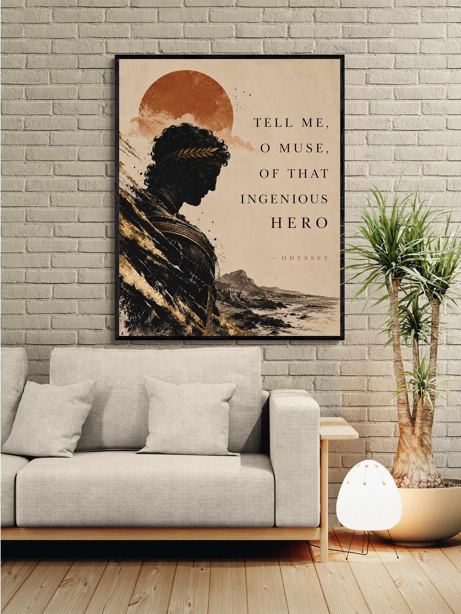 Odyssey Wall Art Print | Tell Me O Muse Odysseus | Homer Poem | Ancient Greek Mythology | Classical Literary Home Decor