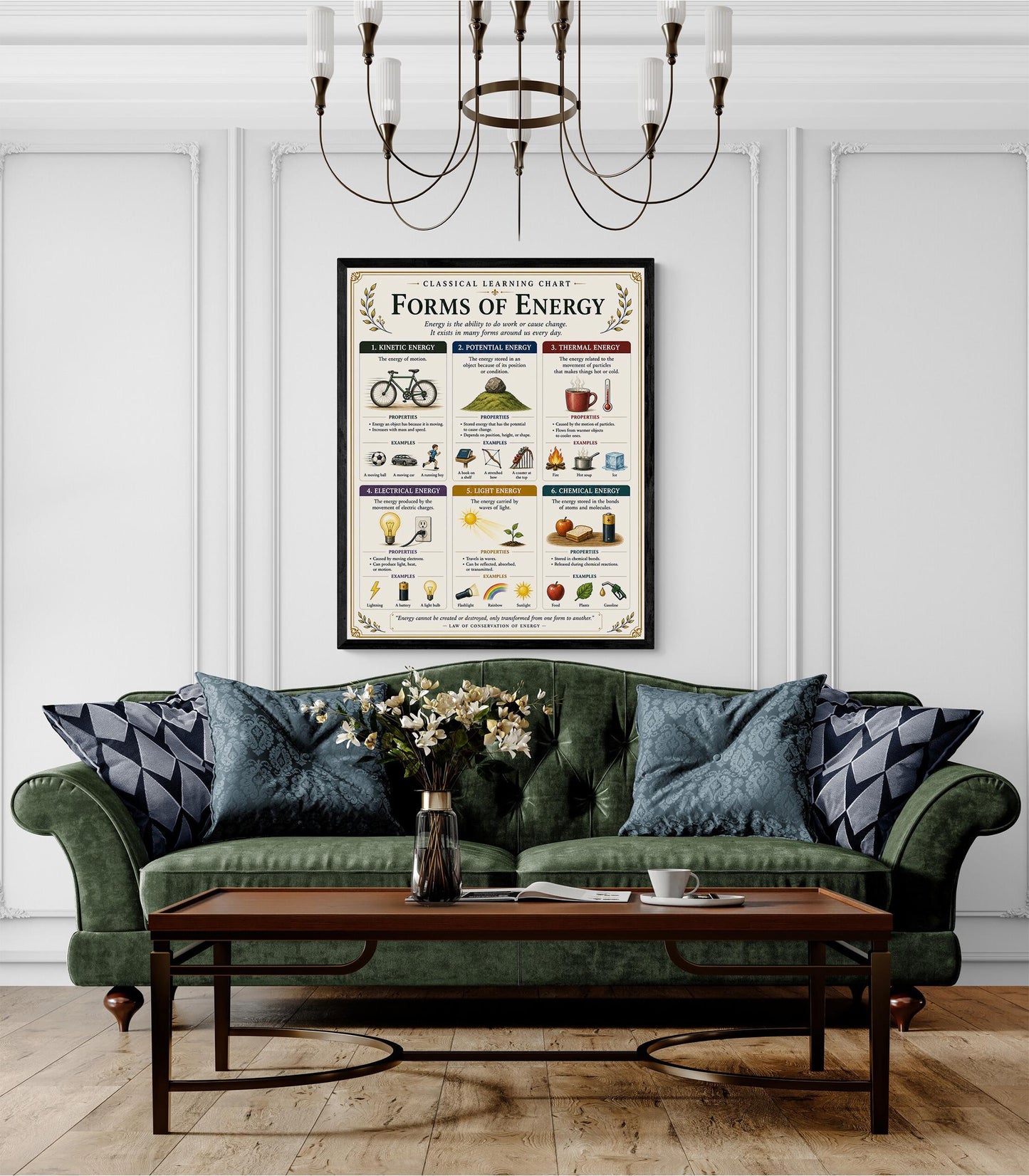 Forms of Energy Chart Wall Art Print, Classical Learning Poster, STEM Teacher Classroom Reference, Homeschool, Science Physics Room Decor
