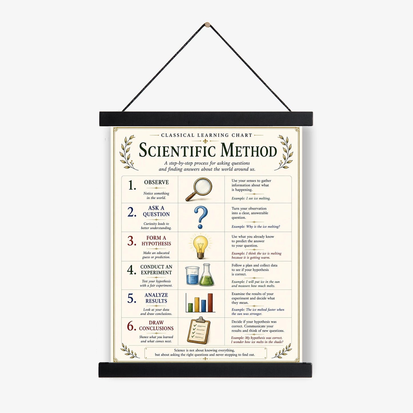 Basics of Scientific Method Chart Wall Art Print, Classical Learning Poster, Teacher Classroom Reference, Homeschool, Science Room Decor