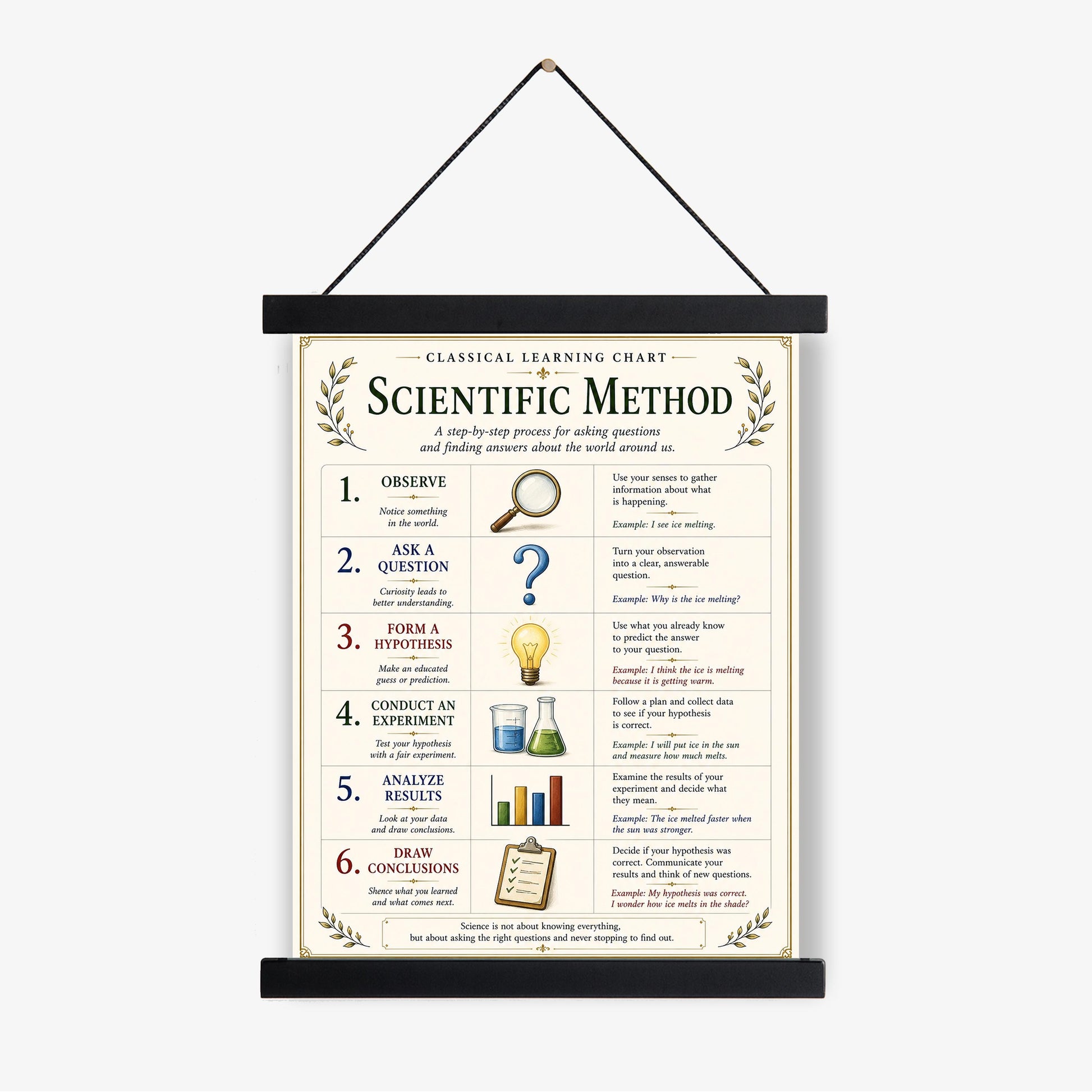 Basics of Scientific Method Chart Wall Art Print, Classical Learning Poster, Teacher Classroom Reference, Homeschool, Science Room Decor