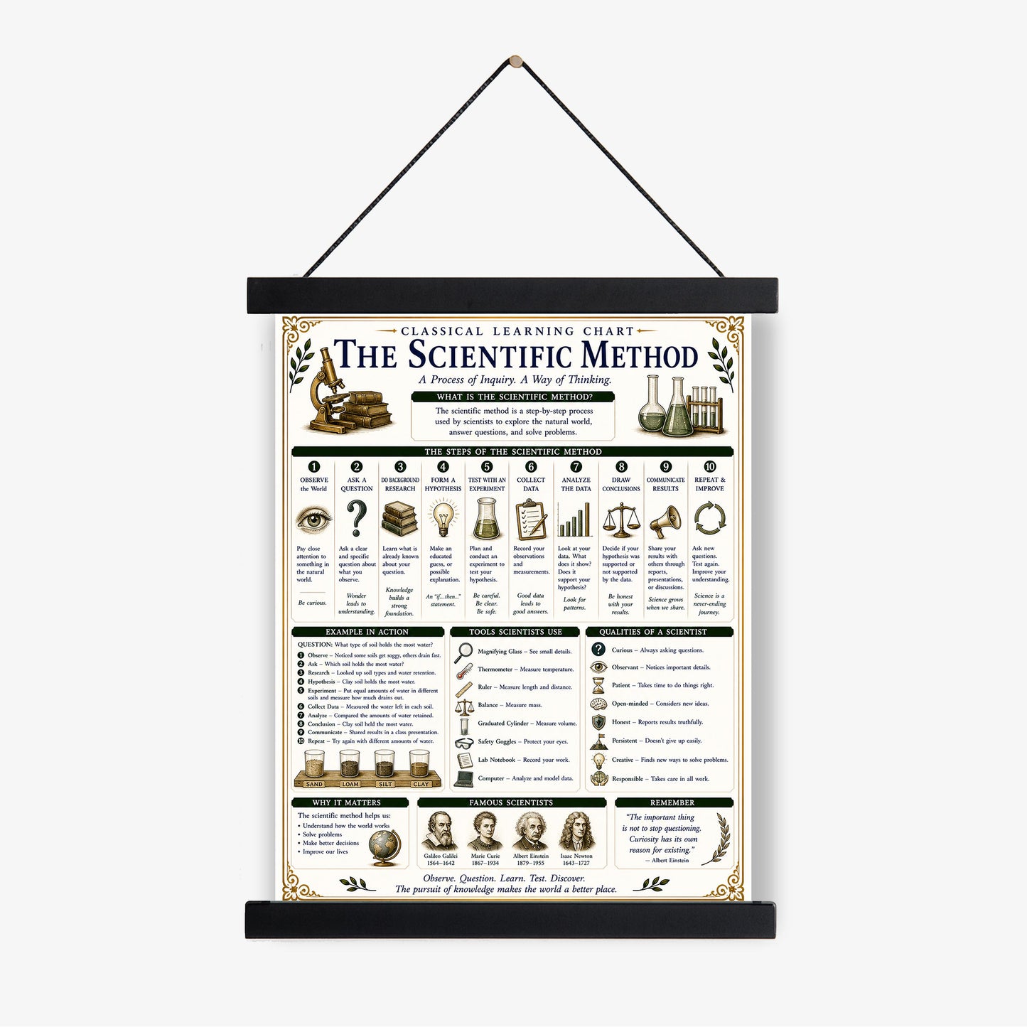 Scientific Method Chart Wall Art Print, Classical Learning Poster, Teacher Classroom Reference, Homeschool, Science Room Decor