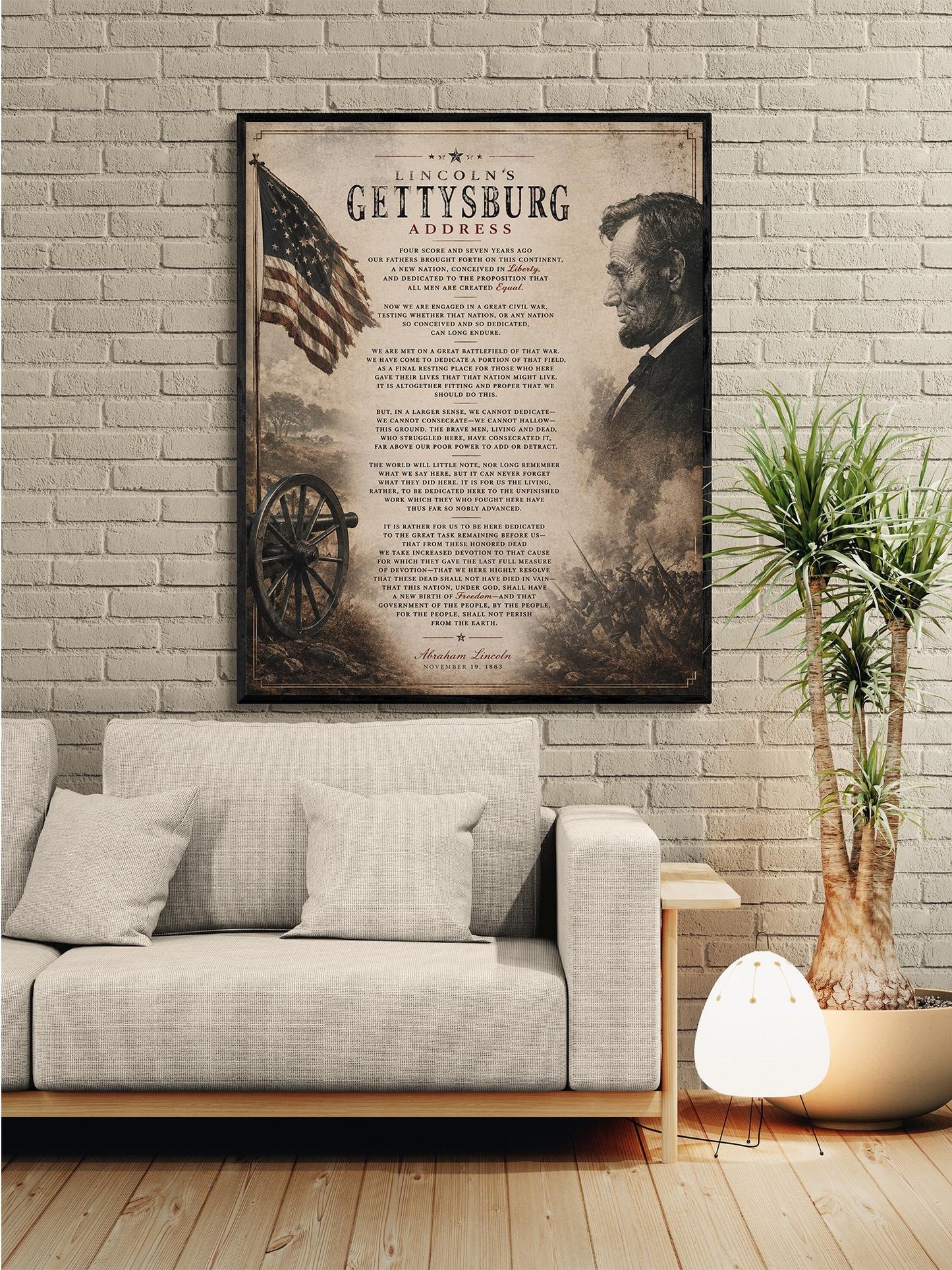 Lincoln's Gettysburg Address Wall Art Print | American Civil War | Historical Americana | Vintage Patriotic Home Decor