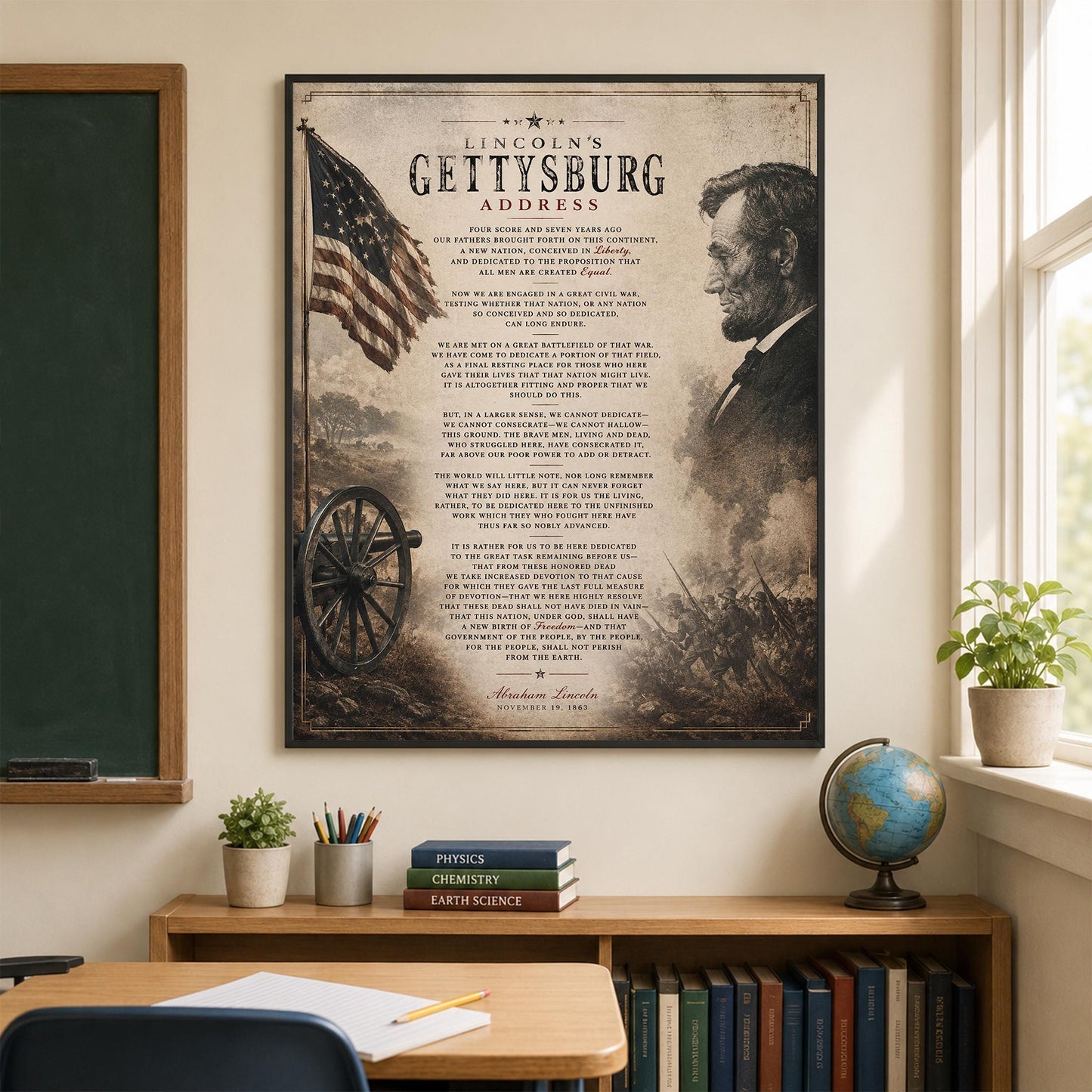 Lincoln's Gettysburg Address Wall Art Print | American Civil War | Historical Americana | Vintage Patriotic Home Decor