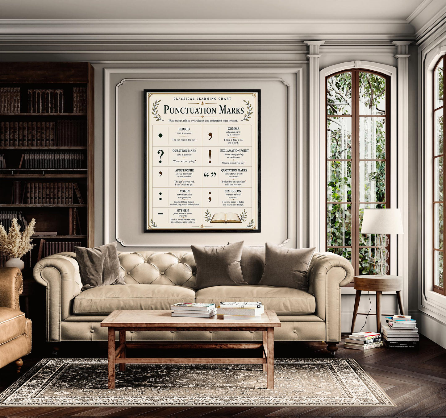 Punctuation Mark Chart Wall Art Print, Classical Learning Poster, Grammar Language Teacher Classroom Reference, Homeschool, Study Room Decor